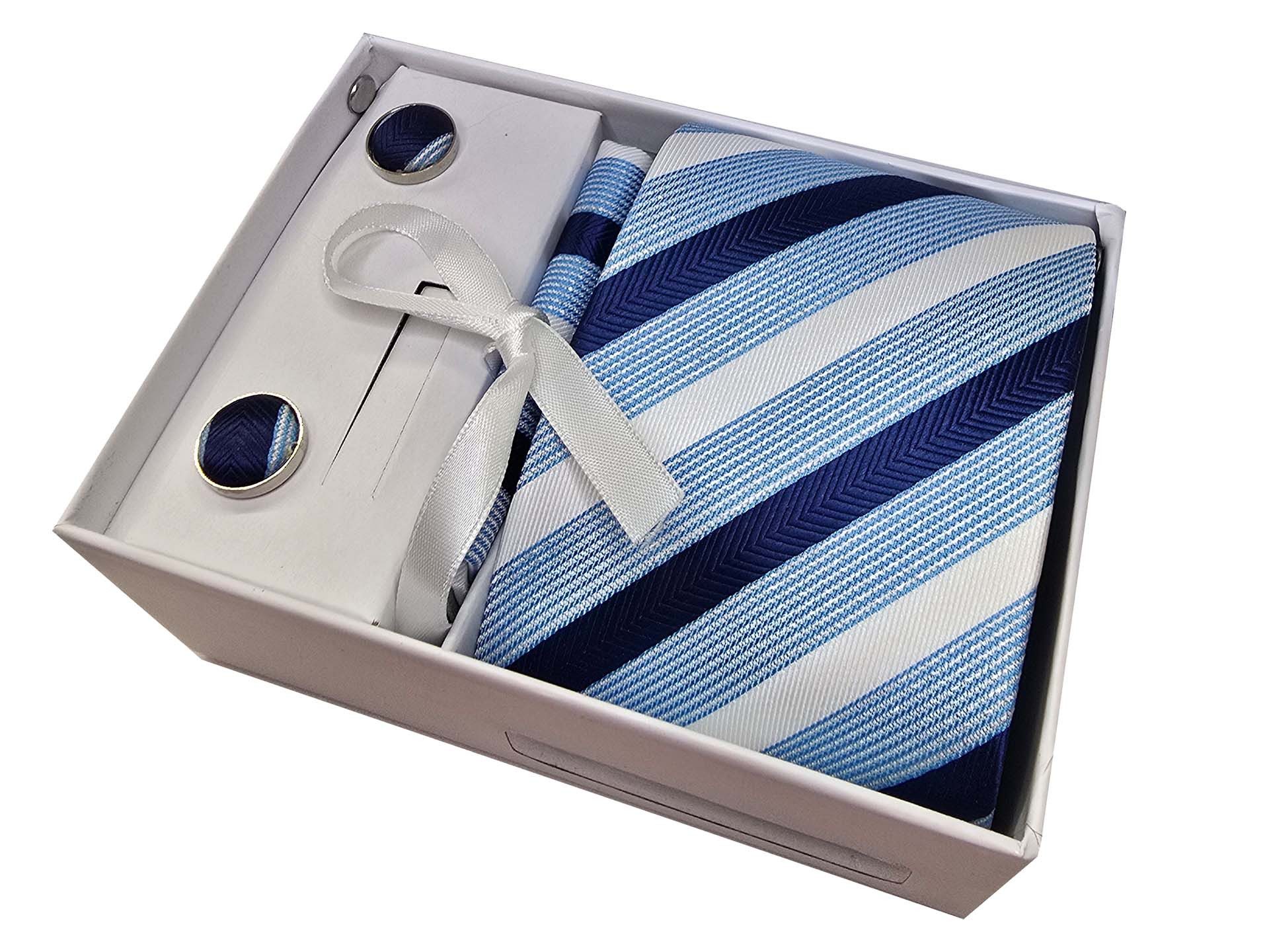 Moschen-Bayern Krawatte Seidenkrawatte Krawatte Herrenkrawatte 100% Seide 3-tlg. Geschenkbox Krawatten-Set - Krawatte + Einstecktuch + Manschettenknöpfe