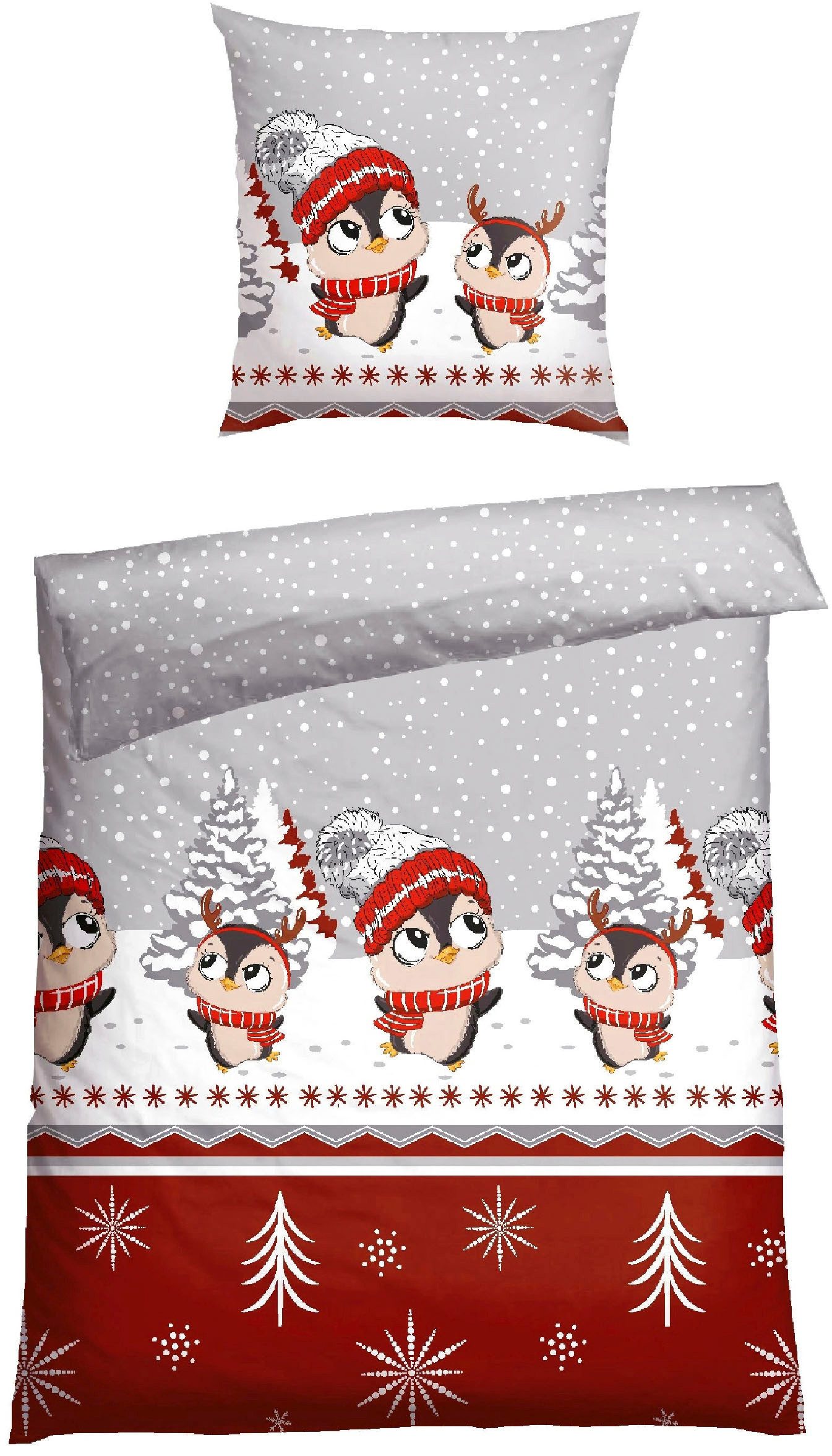 Bettwäsche Antoni aus weicher Baumwolle mit coolem Winterprint