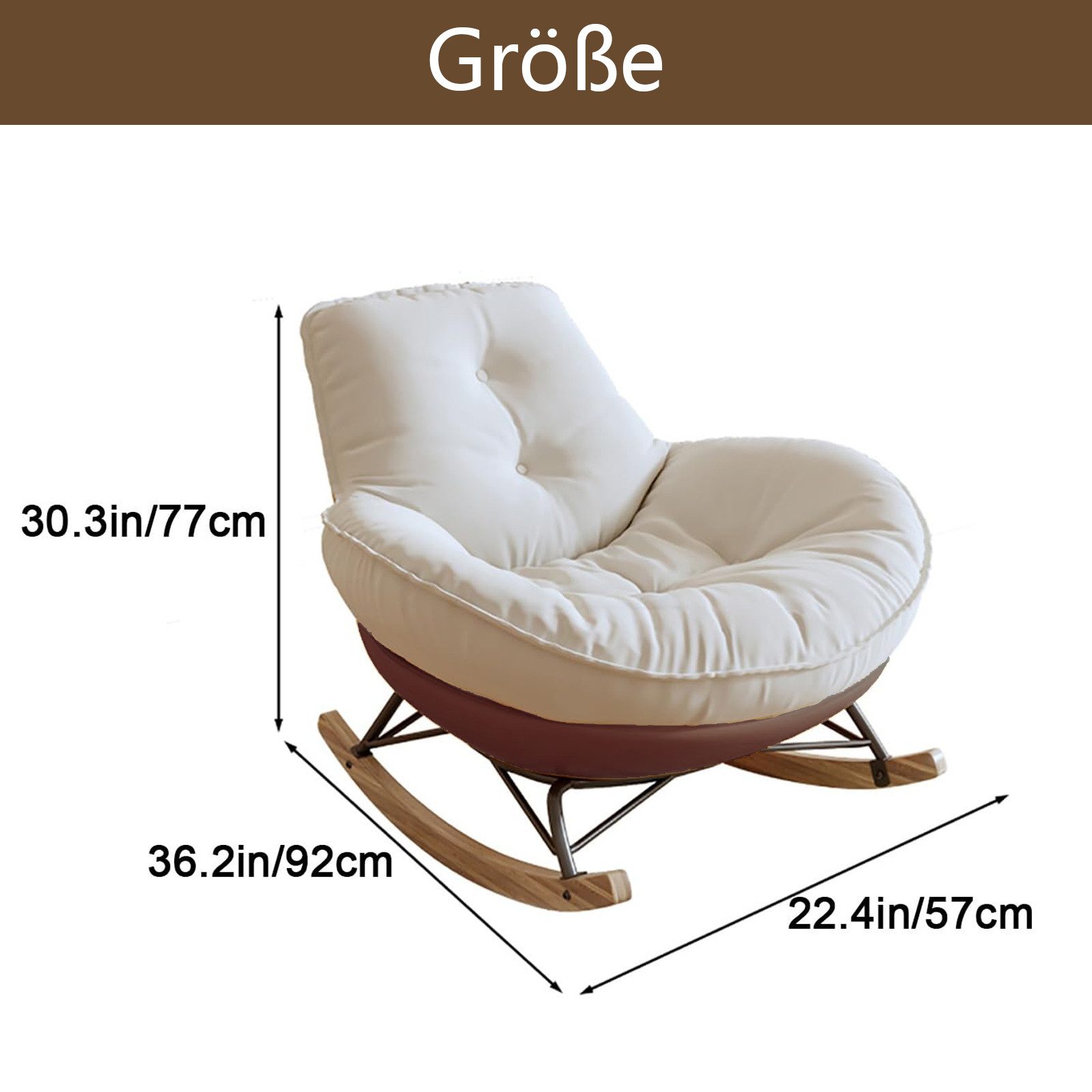TWSOUL Schaukelsessel Schaukelstuhl mit Massivholzfüßen Metallgestell Lounge Sessel, 77 x 57 x 92 cm, gepolstertem Kissen Balkon, Wohnzimmer, Schlafzimmer. Reduzierter Preis € 219,99. Unverbindliche Preisempfehlung € 299,99