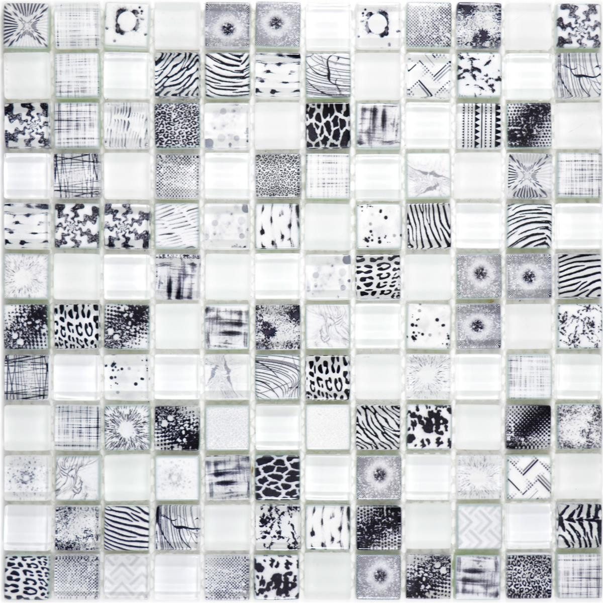 Mosafil Mosaikfliesen Glasmosaik Fliesen Cornelia Retrooptik, Glas 30.000x30.000, superweiß, Verlegefertig auf ein Netz geklebt - Wasserfest