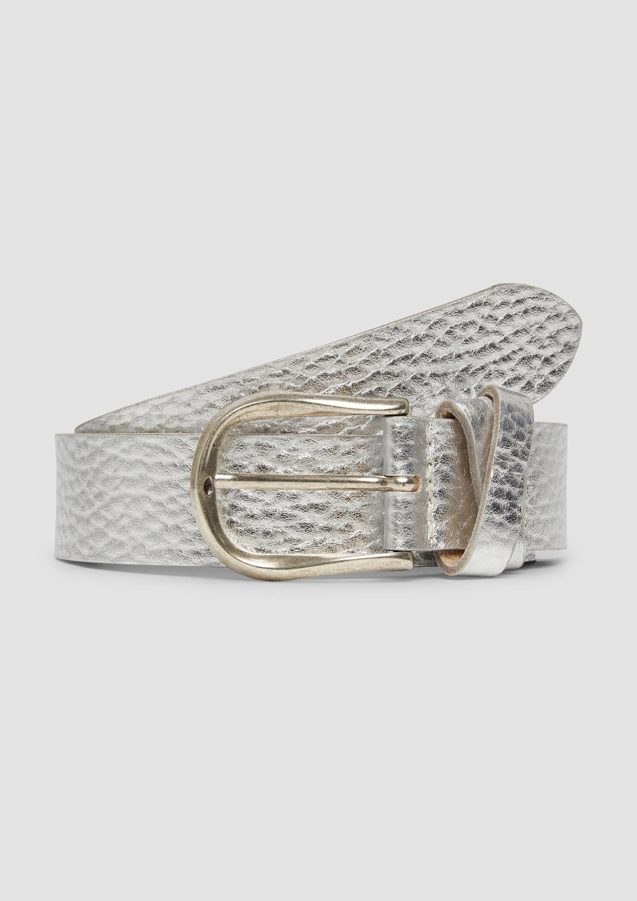 s.Oliver Ledergürtel Taillengürtel Ledergürtel mit Metallic-Oberfläche