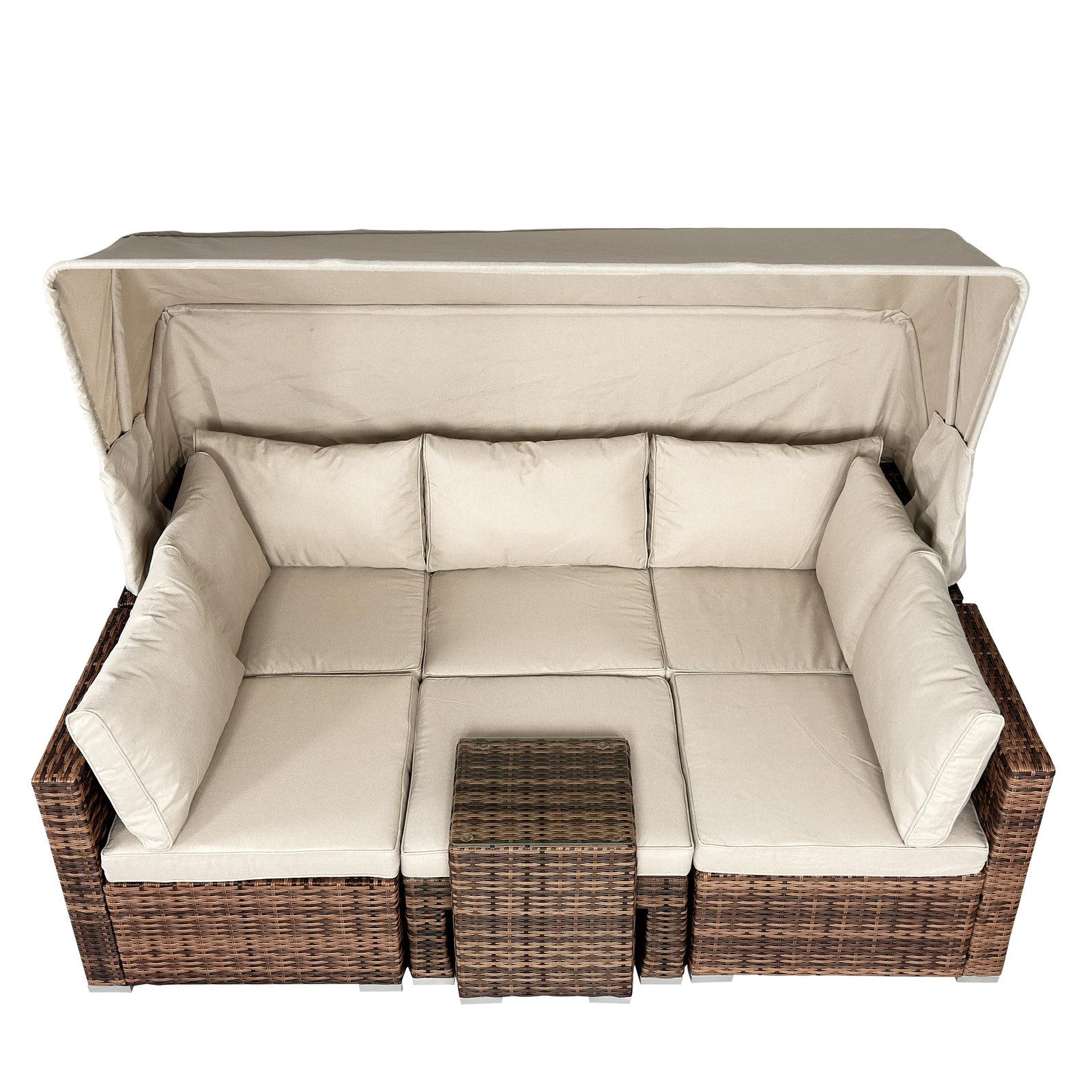 BRAST Sonneninsel Lounge Set 2-6 Personen 30 LEDs + Kissen, 230cm viele Farben, Outdoor Gartenmöbel Loungemöbel Sitzgruppe Garnitur