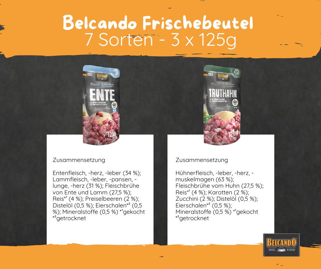 Belcando Belcando Frischebeutel Bundle - 7 proteinreiche Sorten im Vorratspaket, Nassfutter für: Hunde