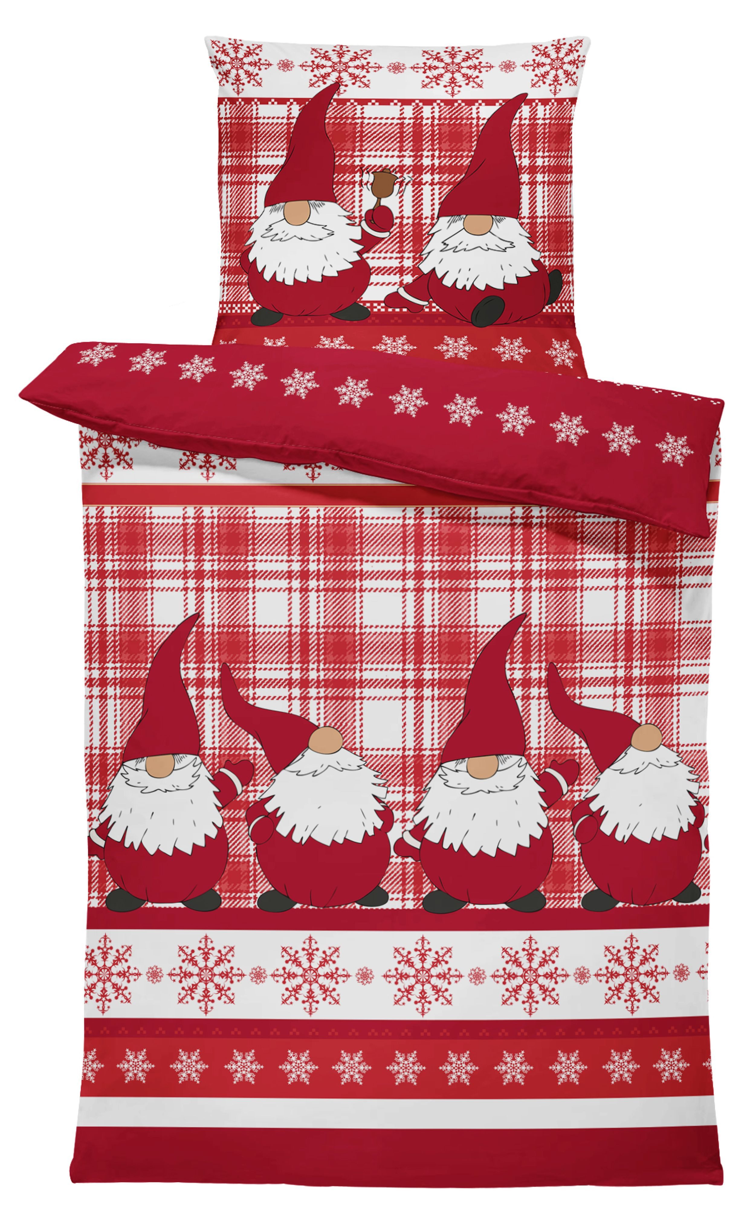 One Home Bettwäsche Wichtel Weihnachten Weihnachtsbettwäsche, Flanell, 2 te günstig online kaufen