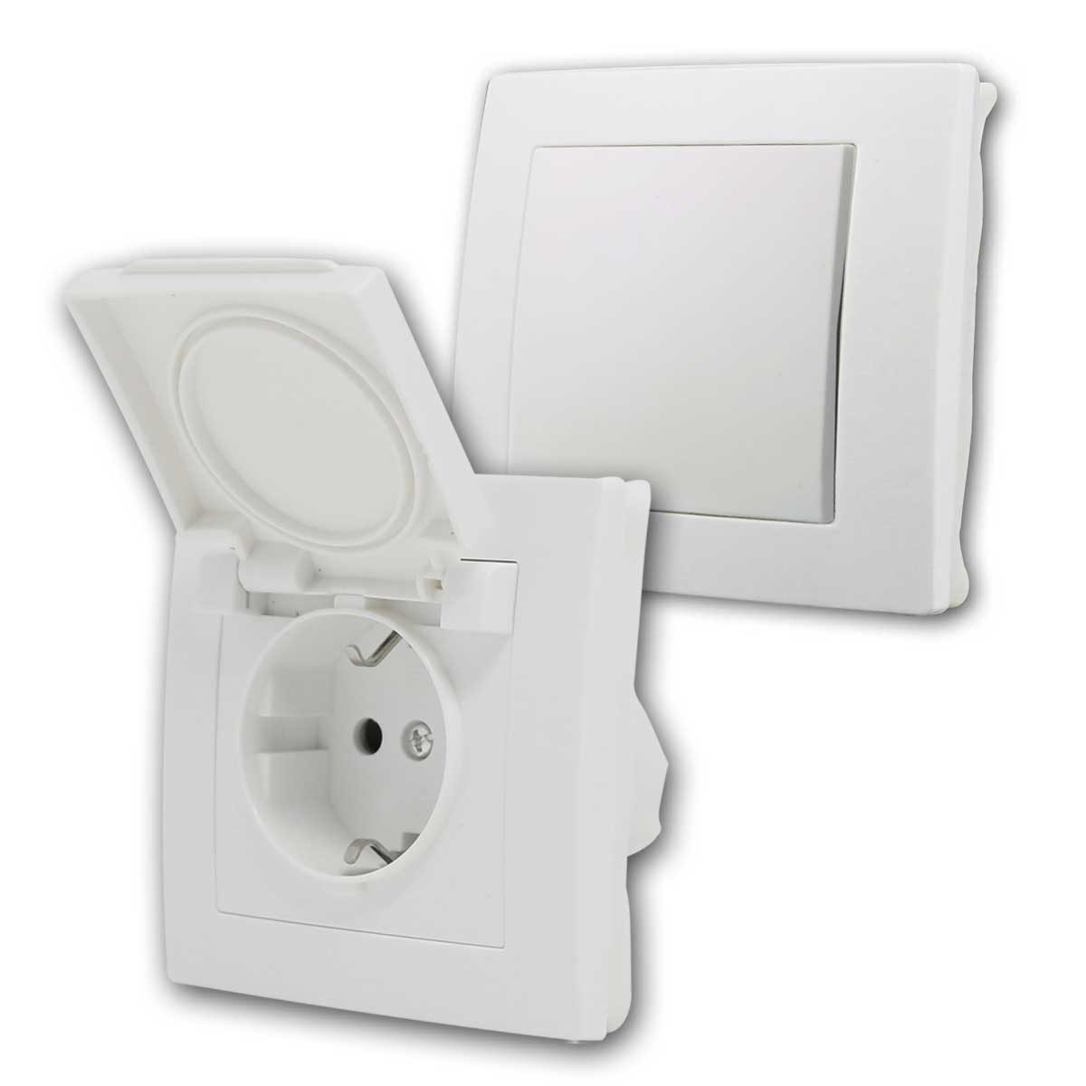 McPower FLAIR Set "Feuchtraum XS", 2-teilig, weiß, UP IP44 Unterputzschalter