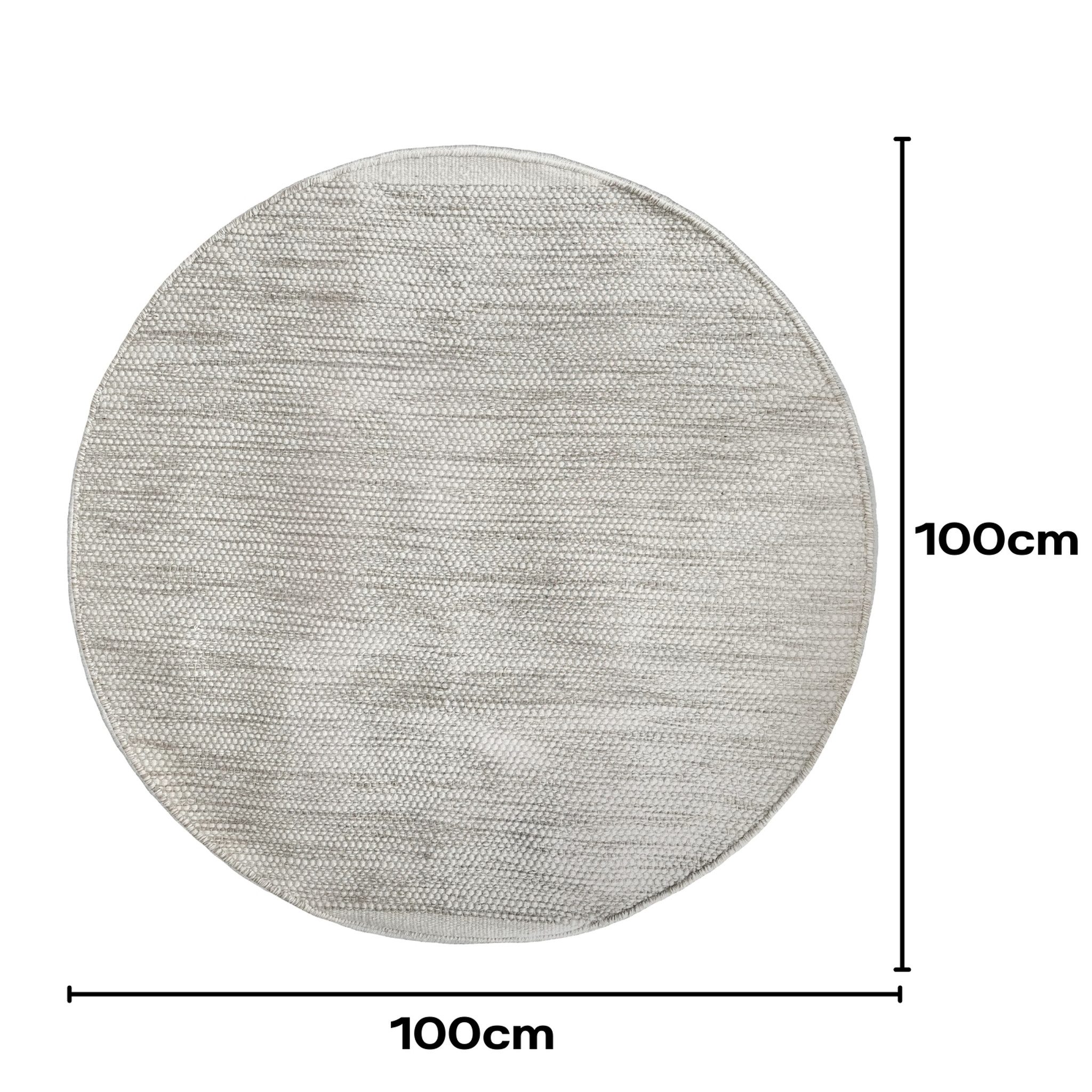 Wohnando Teppich MY-RUG Teppich WoolHeaven, Runder Wollteppich 100 x 100 cm, weiß beige, rund, Höhe: 10 mm, aus gewalkter Schurwolle, Wendbar, Naturprodukt, Handgewebt
