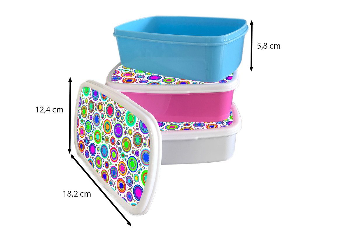 Kreis, und Kunststoff, Brotbox (2-tlg), Erwachsene, Kinder für MuchoWow Jungs Muster Mädchen und für - weiß Punkte Lunchbox Brotdose, -