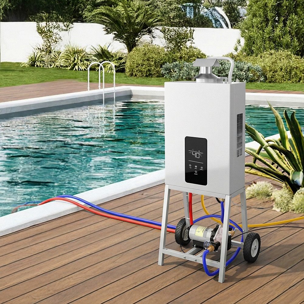 Meulbaty Pool-Wärmepumpe SUPA Poolheizung, schnellste tragbare Heizung für Whirlpools (1 tlg), für Whirlpools und Aufstellpools, mit Heizungssteuerung und Rädern