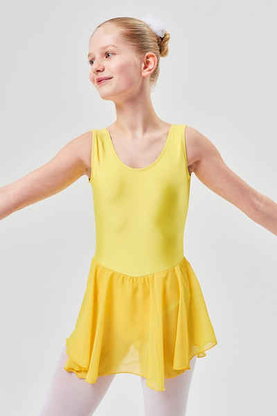 tanzmuster Chiffonkleid Ballettkleid Polly aus glänzendem Lycra Ballett Trikot für Mädchen mit Chiffonrock