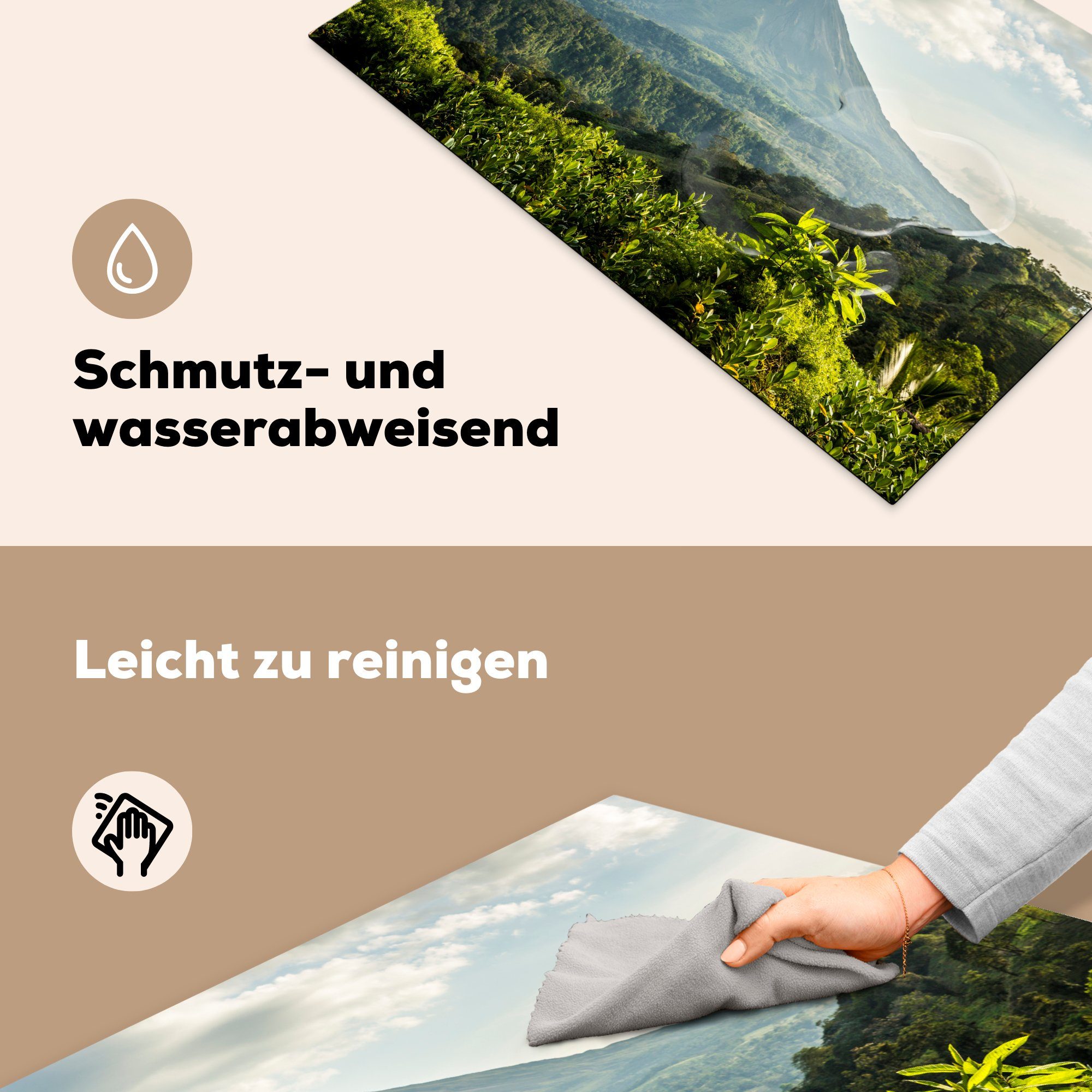 MuchoWow Herdblende-/Abdeckplatte die Costa Vulkan Schutz Arenal mit tlg), cm, den in Vinyl, (1 Induktionskochfeld für Ceranfeldabdeckung Rica, 81x52 auf Landschaft küche, Blick