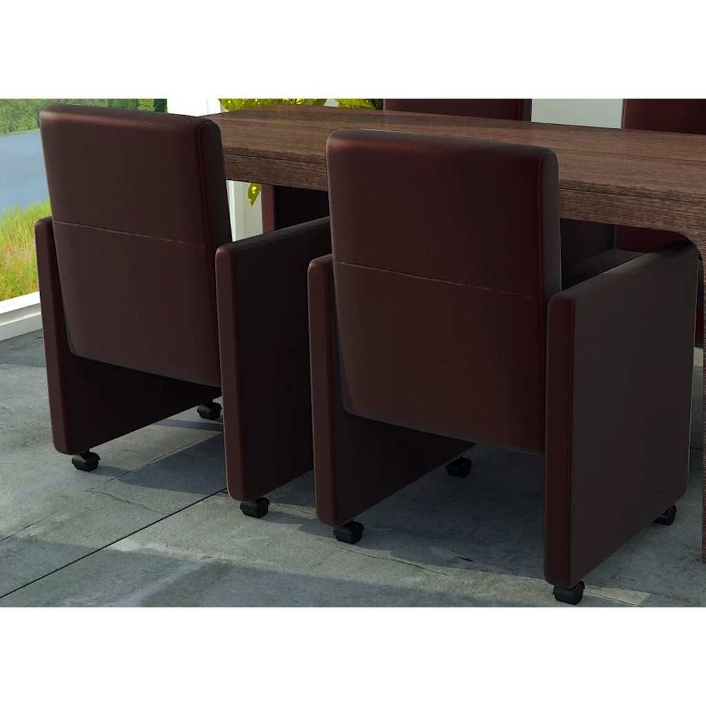 vidaXL Esszimmerstuhl Esszimmerstühle 2 Stk. Braun Kunstleder (2 St)