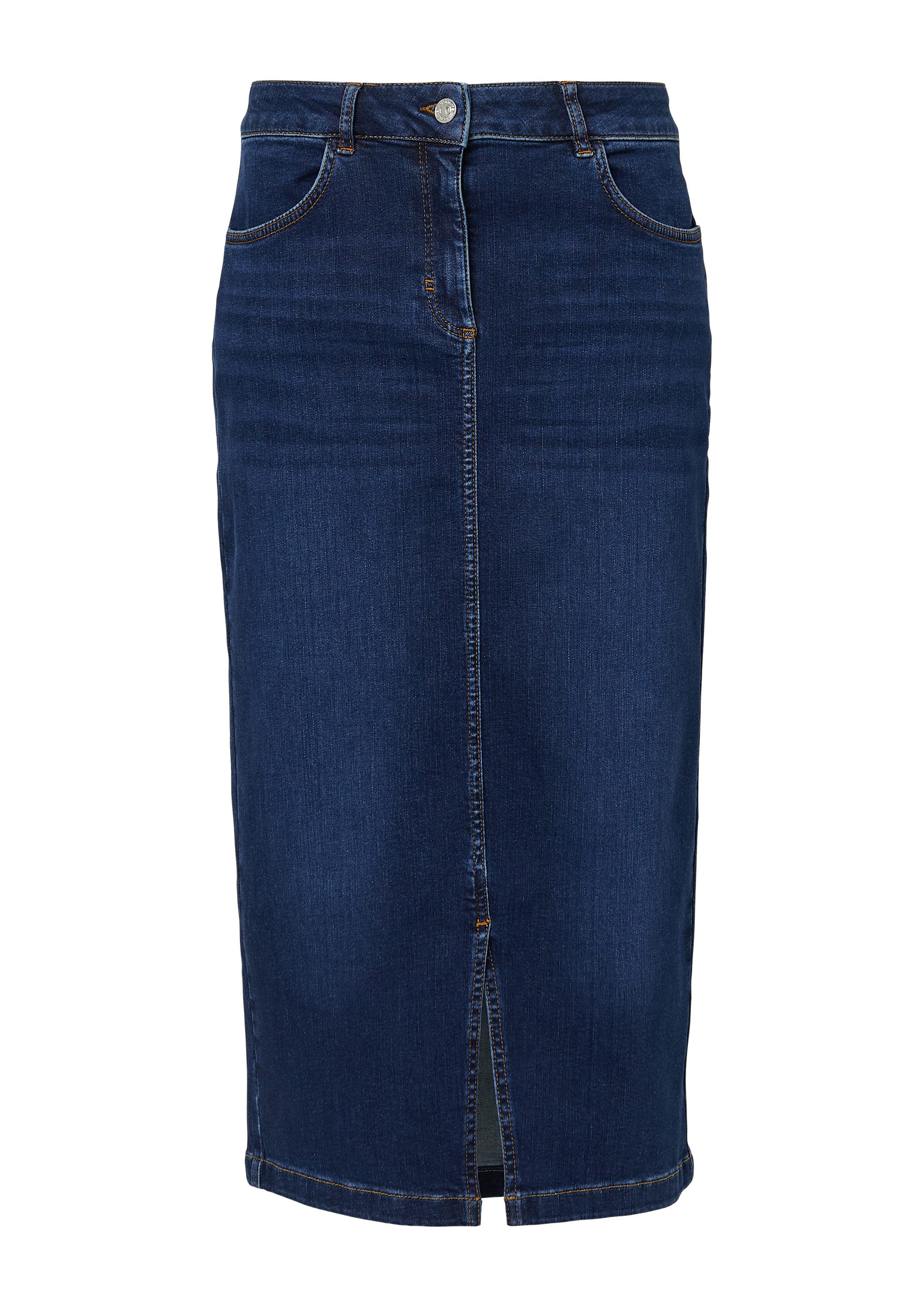 comma Midirock Rock Elastischer Midi-Jeansrock mit Waschung günstig online kaufen