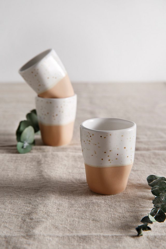 my home Espressotasse Espressobecher, modernes Geschirr-Set Bruddesta, 4er Set, 4-tlg., Steinzeug, hohe Haltbarkeit, spülmaschinengeeignet & mikrowellengeeignet, 80 ml