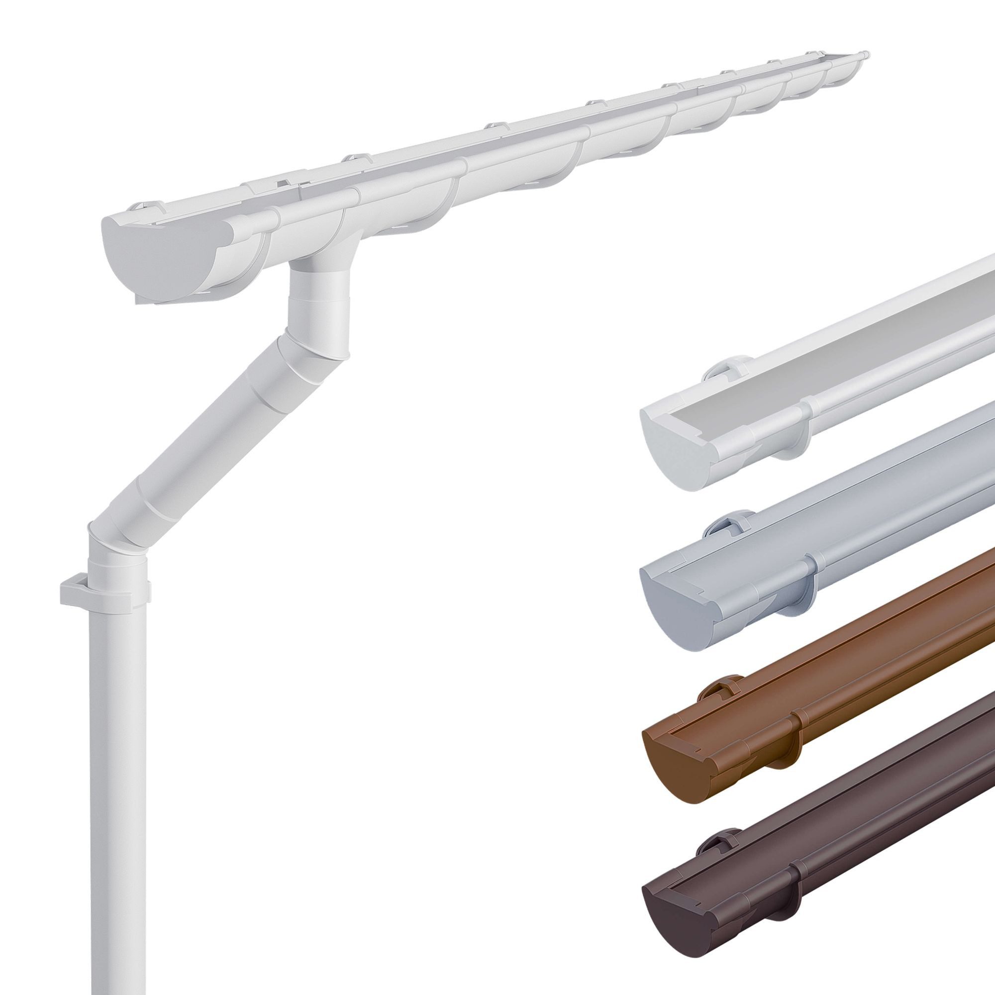 INEFA Dachrinne NW 125 Dachrinnen-Set PVC halbrund für Haus, eine Dachseite,4m, Regenrinnen-Set von INEFA, 1-St., Set für eine Dachseite, Regenrinne Kunststoff für Satteldach, eine Dachseite, Made in Germany