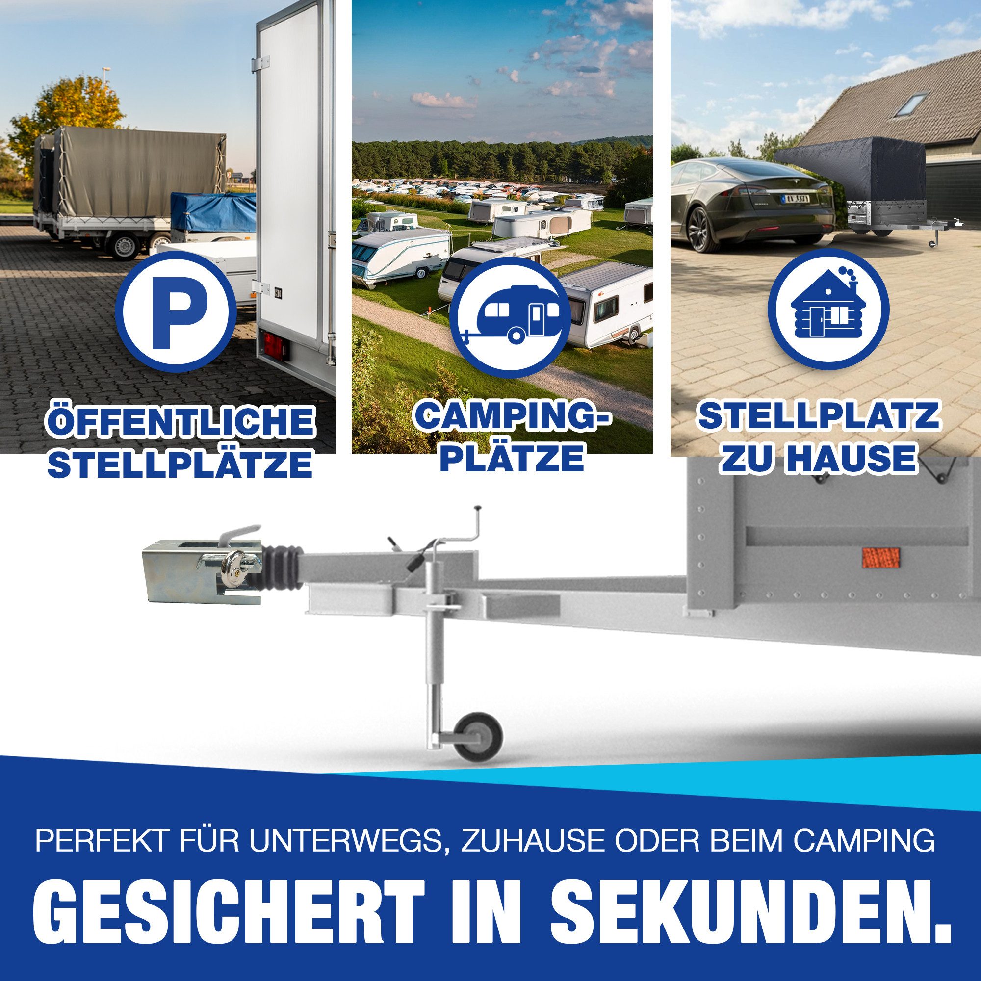 NTG Nutzfahrzeug Technik GmbH Anhängerschloss NTG Anhängerschloss Kupplungsschloss verzinkt und witterungsbeständig (1-tlg), U-Schloss, Vorhängeschloss, Hängevorhängeschloss, wetterfest, robust