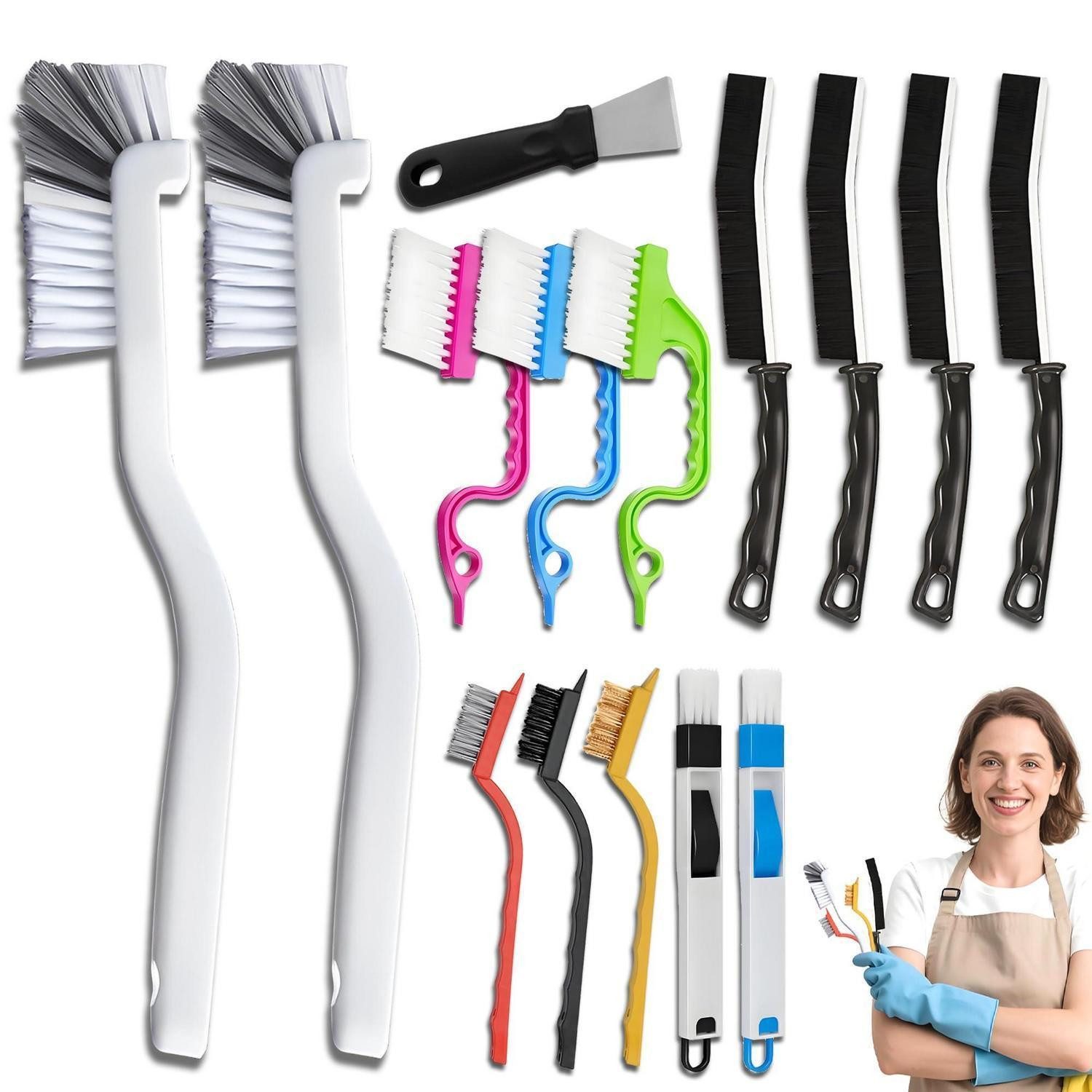 LuxusKollektion Reinigungsbürsten-Set Fugenreiniger Set Smart Storage 26cm, (1-tlg)