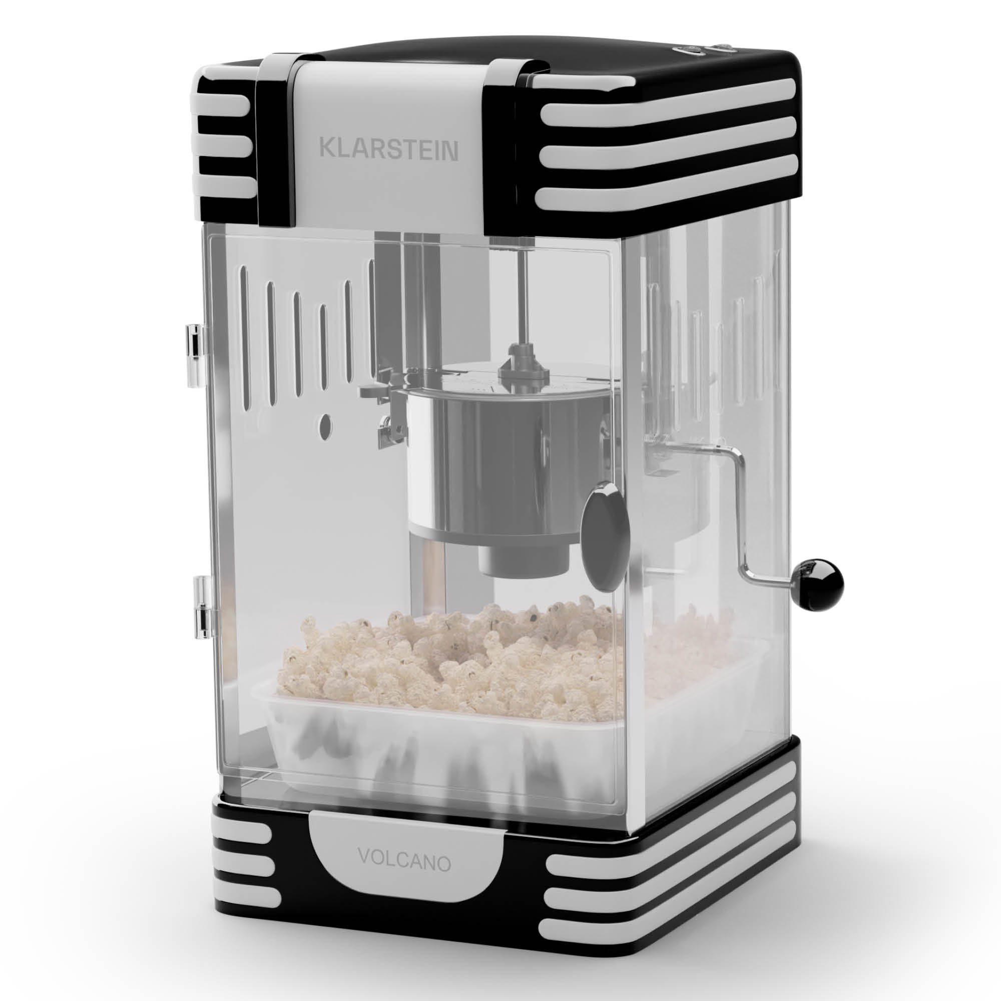 Klarstein Popcornmaschine Volcano, Popcornmaker Popcornautomat Popkornmaschine Popcorn mit Öl Schwarz