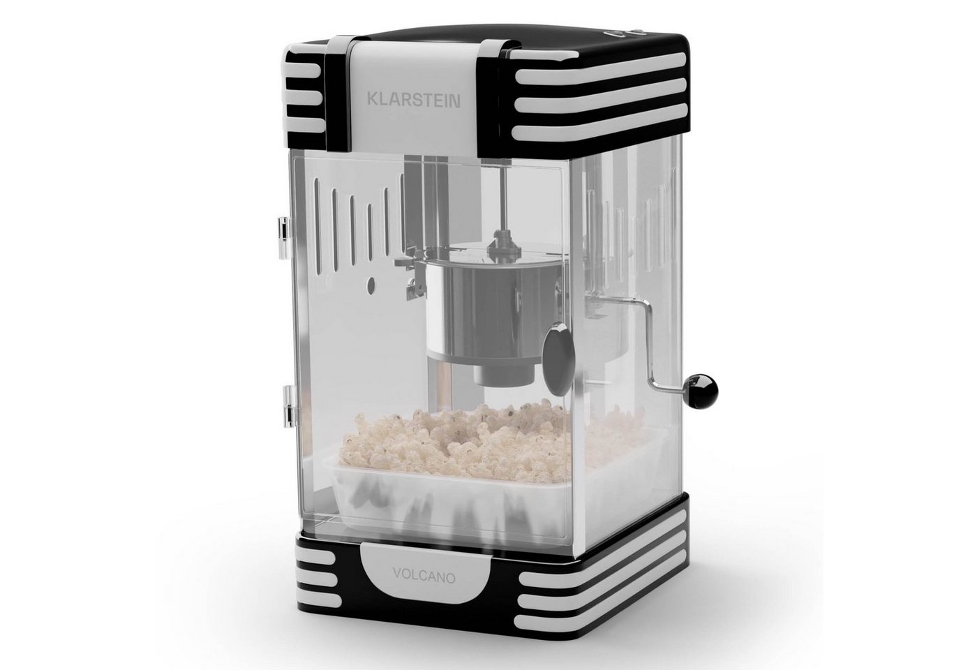 Klarstein Popcornmaschine Volcano, Popcornmaker Popcornautomat Popkornmaschine Popcorn mit Öl Schwarz