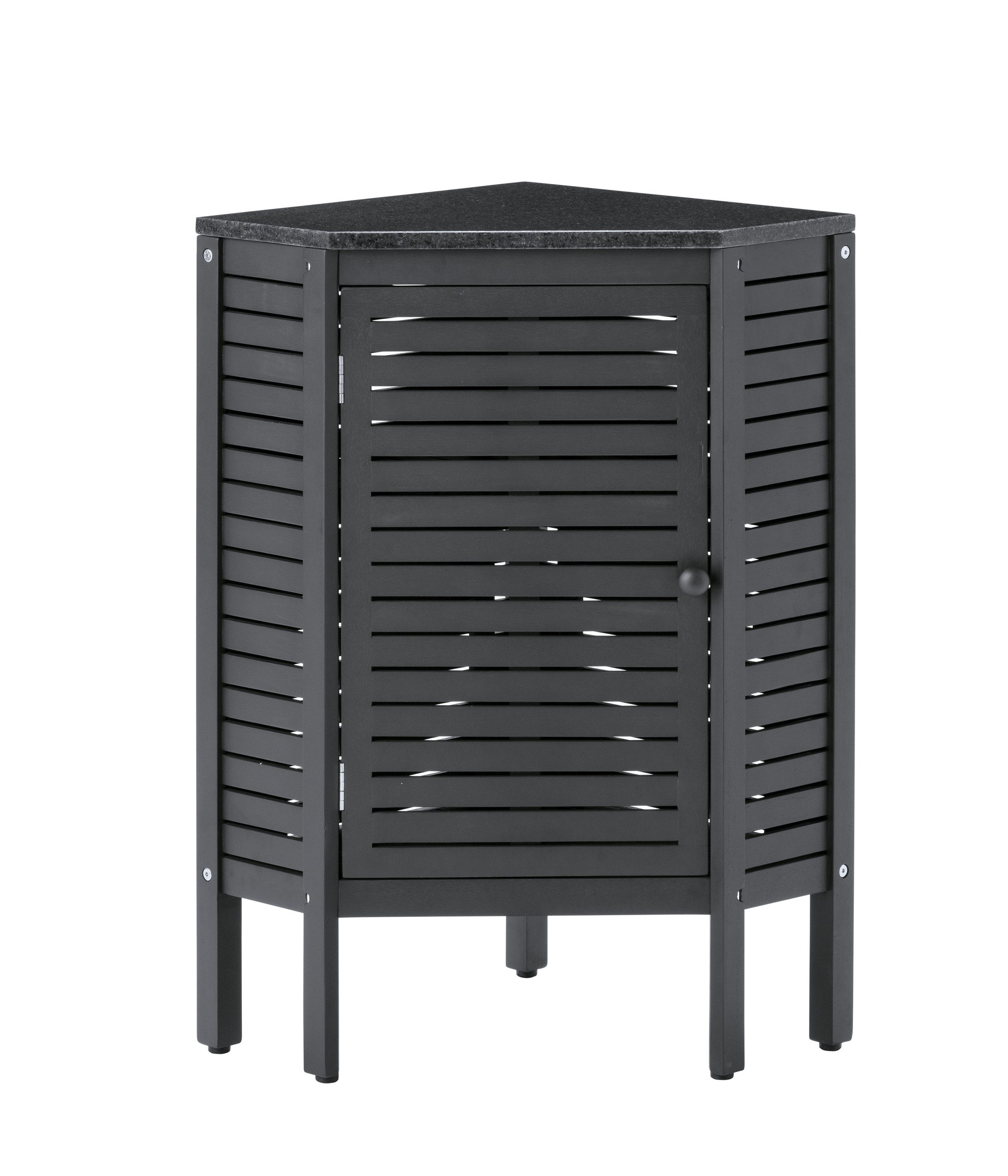 Dehner Outdoor-Küche Southampton Eckregal, mit Stein Arbeitsfläche, 50 x 50 x 90 cm, hochwertig mit polierte Granitplatte, FSC®-zertifiziertes Akazienholz