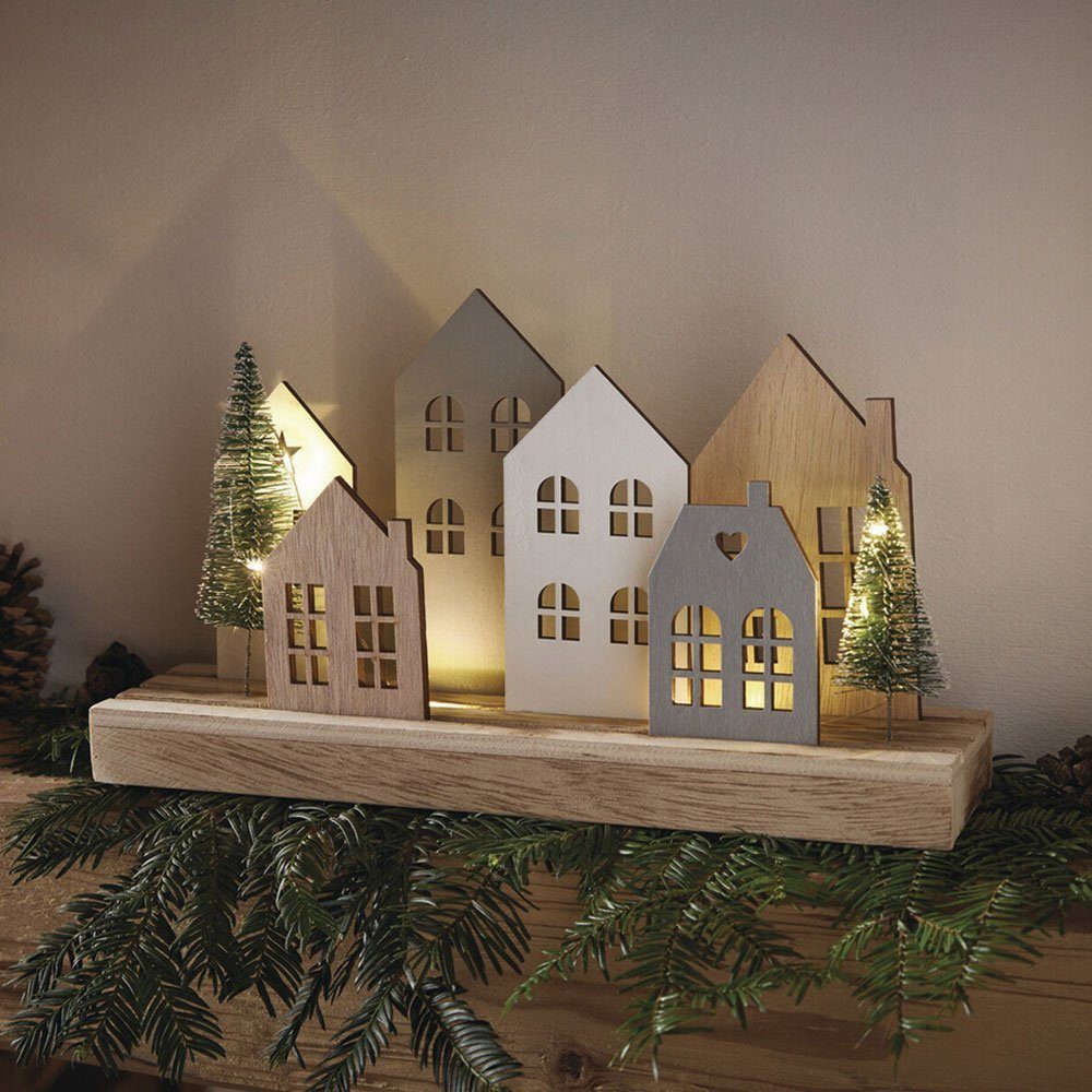 Home-trends24.de Weihnachtsdorf Weihnachtsdorf Häuser LED Board Weihnachtsdeko LED Deko