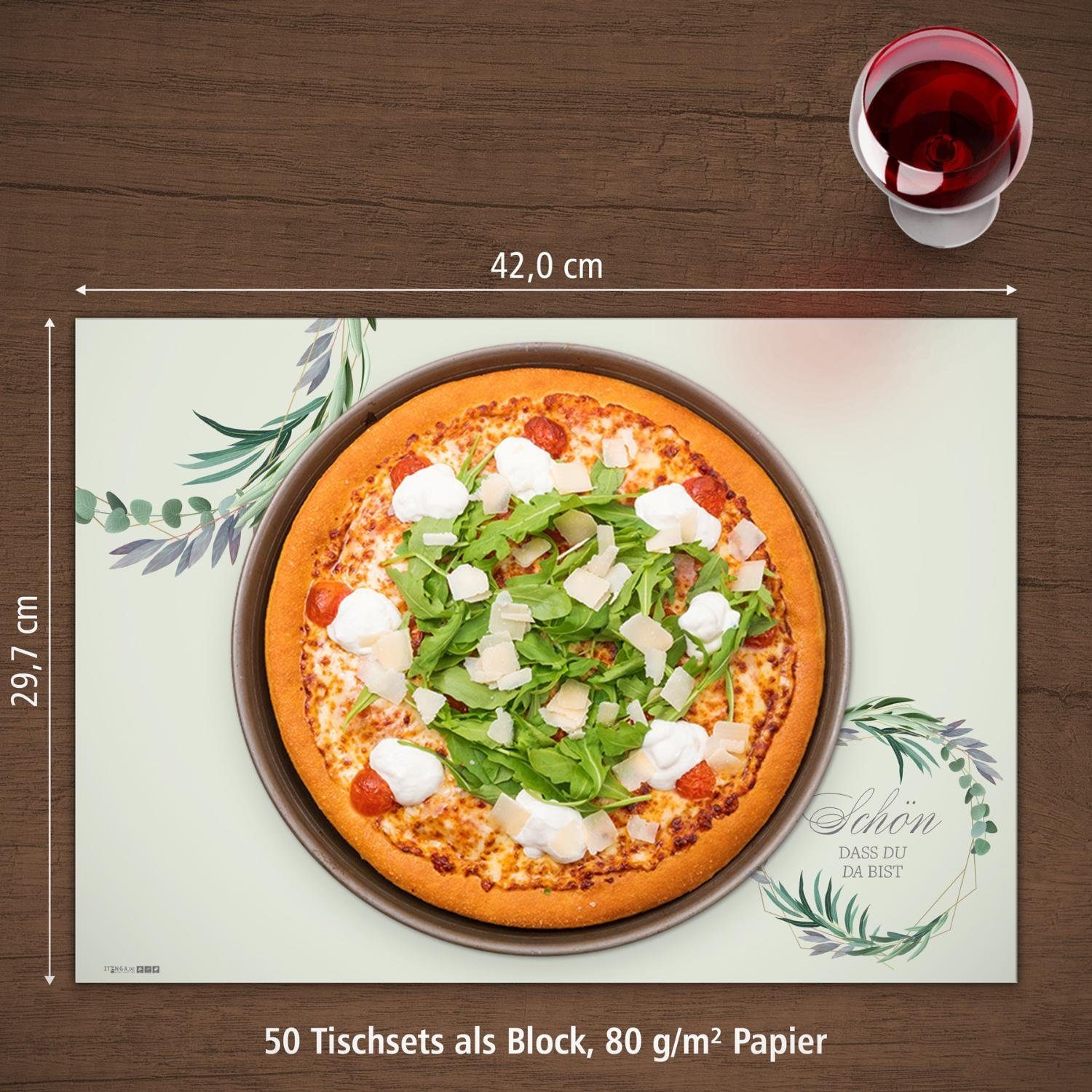 itenga Platzset itenga Tischset Platzset Schön dass du da bist Euk, (50-St)