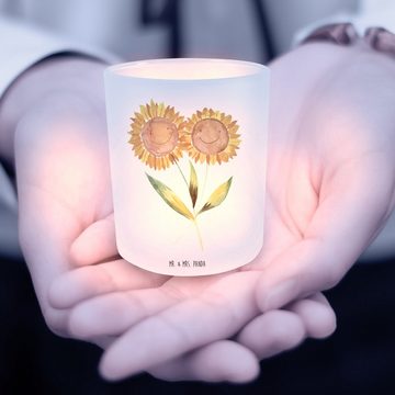 Mr. & Mrs. Panda Windlicht Blume Sonnenblume - Transparent - Geschenk, Garten, Lieblingsmensch, (1 St), Gemütlich