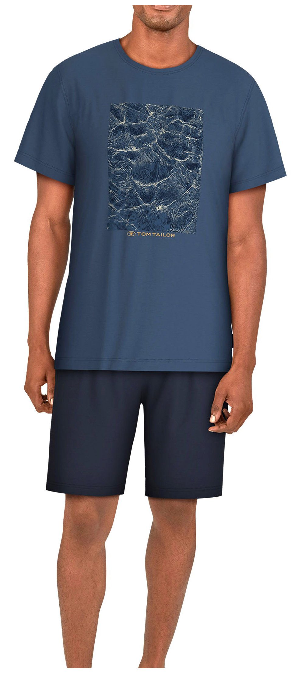 TOM TAILOR Shorty Herren Pyjama kurz (2 tlg) Baumwolle günstig online kaufen