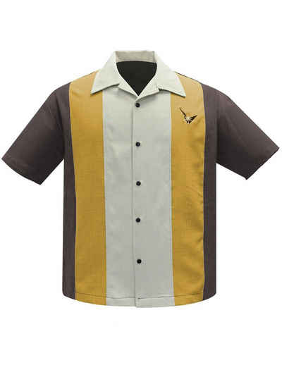 Steady Clothing Kurzarmhemd Atomic Men Coffee Mustard Stone Retro Vintage Bowling Shirt