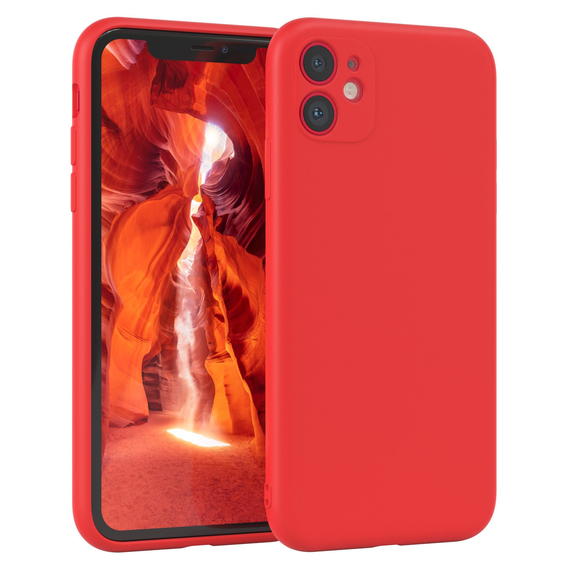 EAZY CASE Handyhülle für Apple iPhone 11 Hülle Silikon 6,1 Zoll, Silikon Schutzhülle mit Kameraschutz stoßfest handycover elastisch Rot