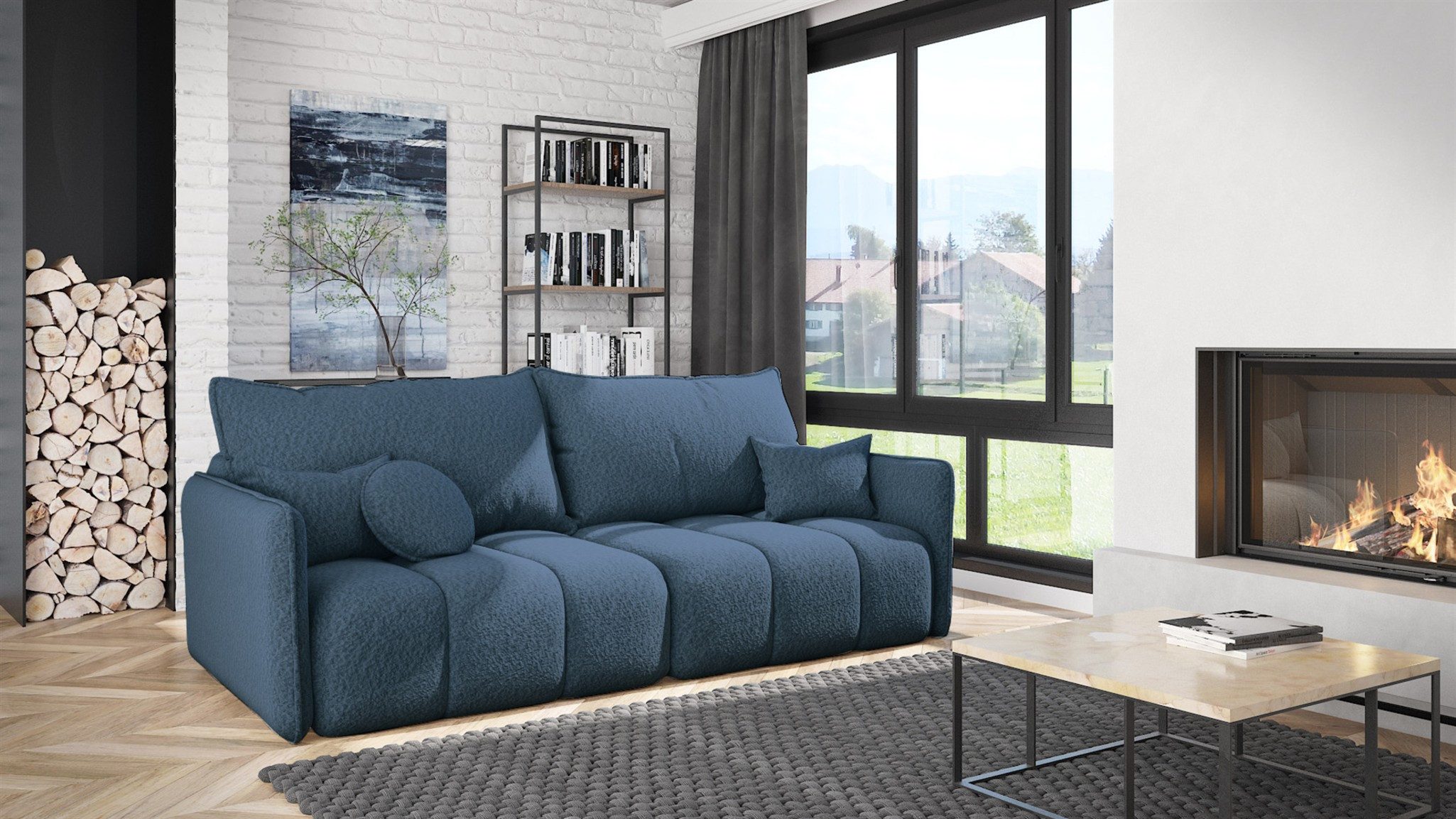 Fun Möbel 3-Sitzer Sofa MORGANO mit Schlaffunktion in Stoff Abriamo, mit Bettkasten
