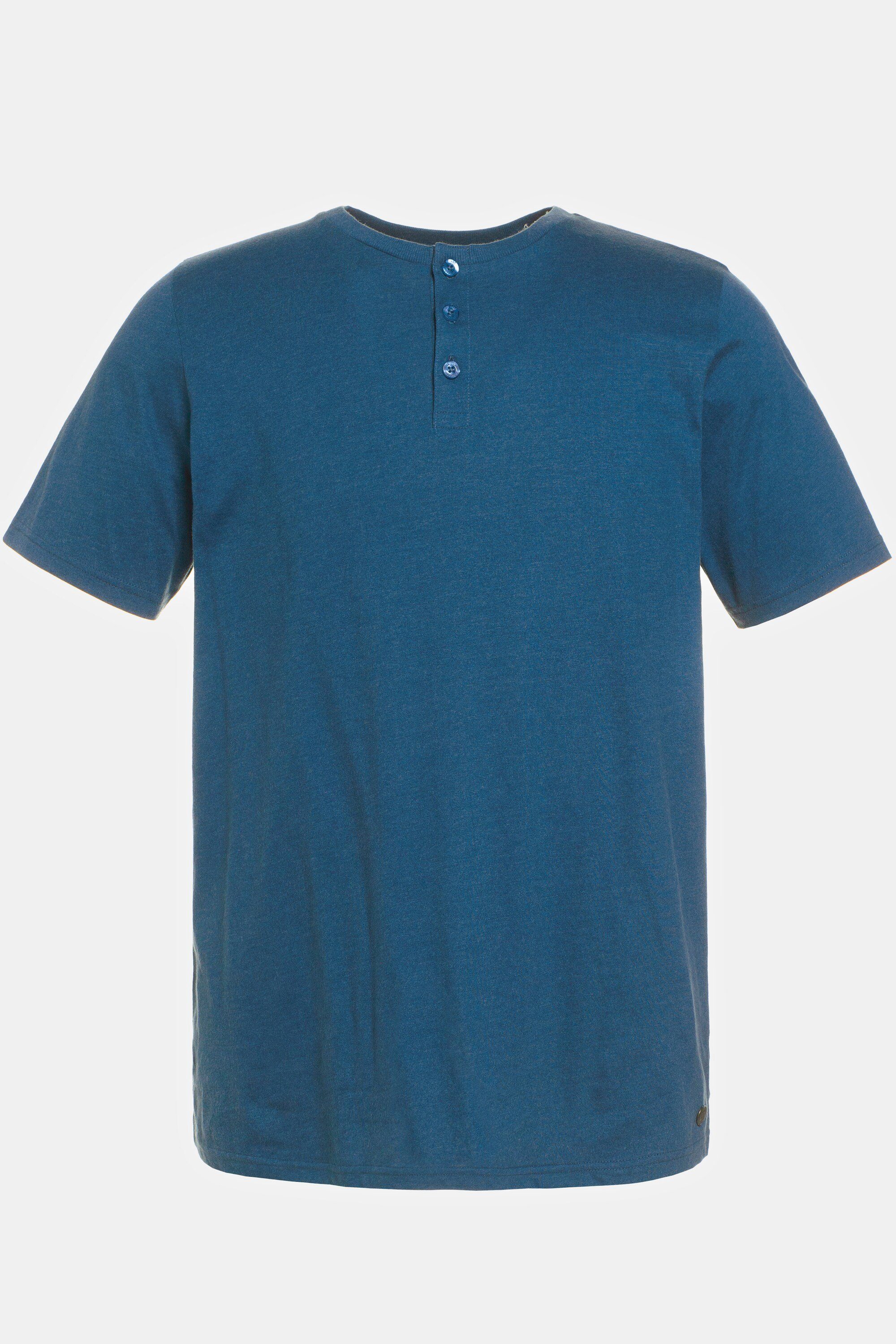 JP1880 T-Shirt denim Knopfleiste Basic Halbarm Henley blue