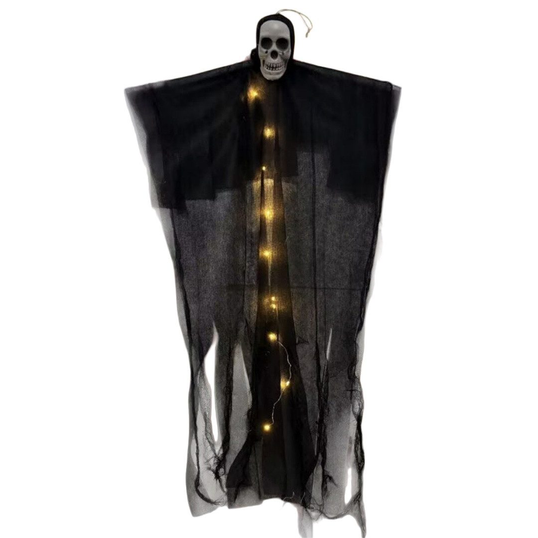 Bomiclss LED-Lichterkette Hängende Totenkopf Geister Deko mit LED Lichtern Halloween Deko, Horror Halloween Deko Innen Garten Tür Ghosts für Draußen Türdeko