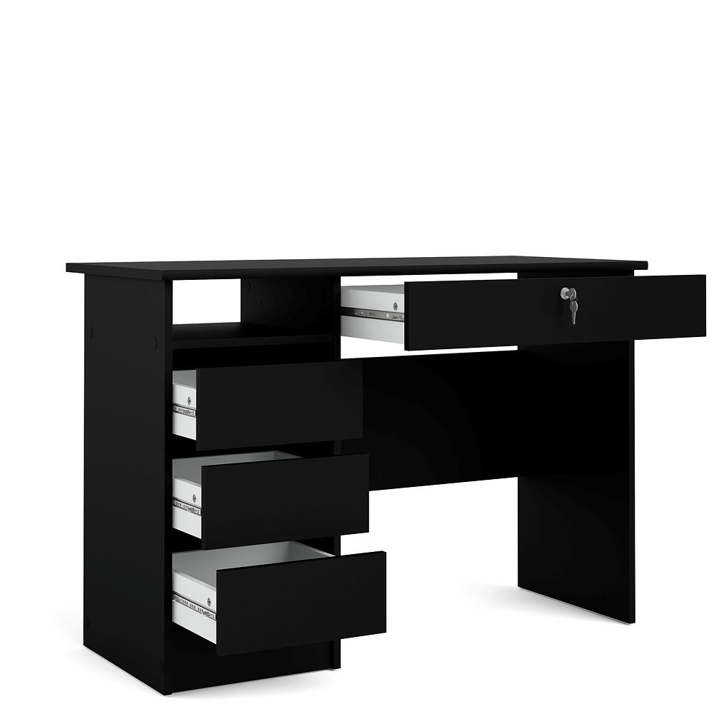 ebuy24 Schreibtisch Plus Schreibtisch Regal, Schublade 1 3 Schwarz mit kleinen