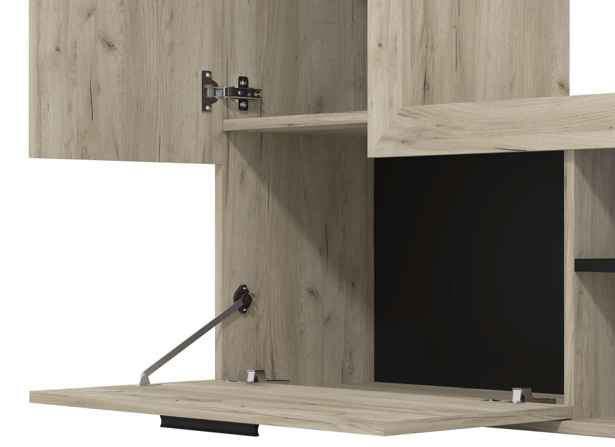 Home affaire Wohnwand Lorca Medienwand, Wohnzimmerwand, TV-Wand, (4-St), Moderne, stilvolle Wohnwand in Eichen-Optik mit TV-Fach – Bild 5 von 5