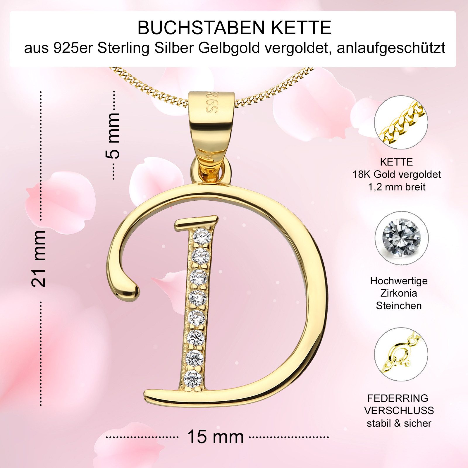 AMERITA Kette mit Anhänger Buchstabe D günstig online kaufen