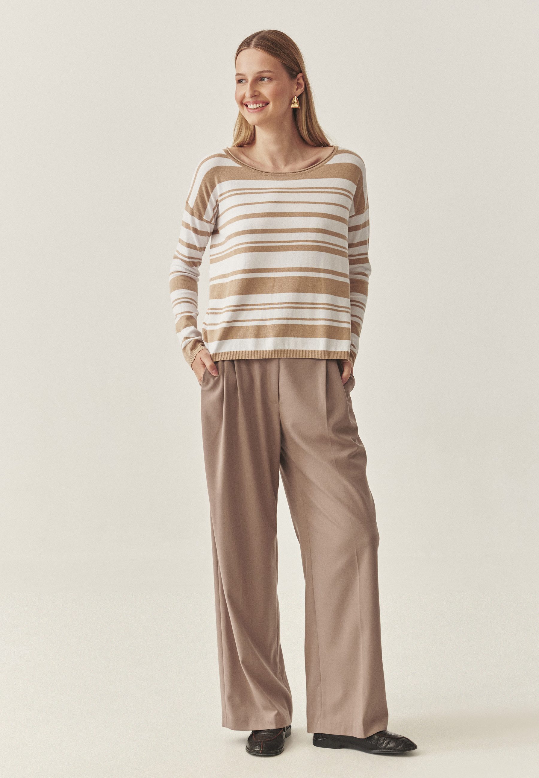 TATUUM Strickpullover Damenpullover Mit Unregelmässigem Streifenmuster - Strippi