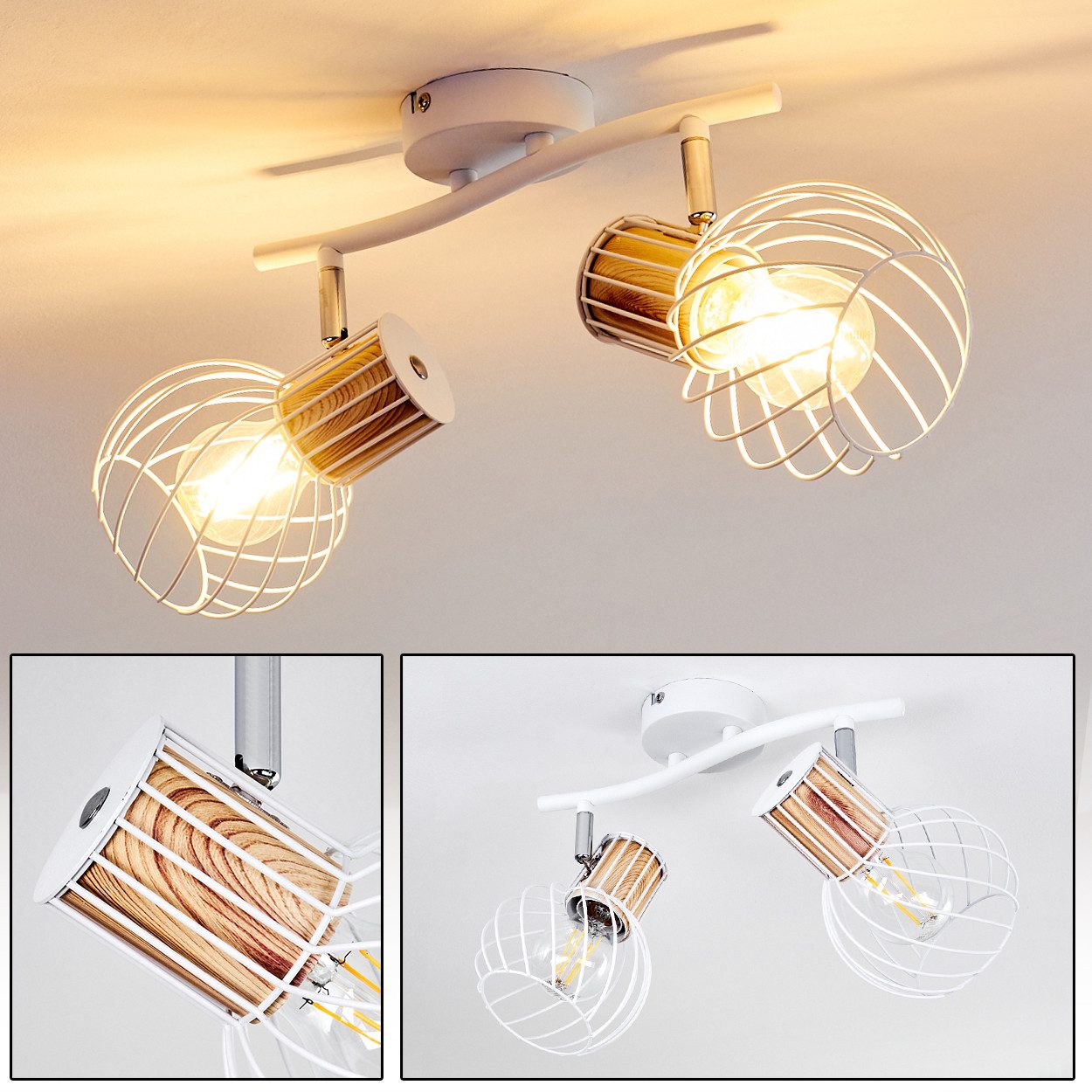 hofstein Deckenleuchte »Dezzo« Deckenlampe aus Metall/Holz günstig online kaufen