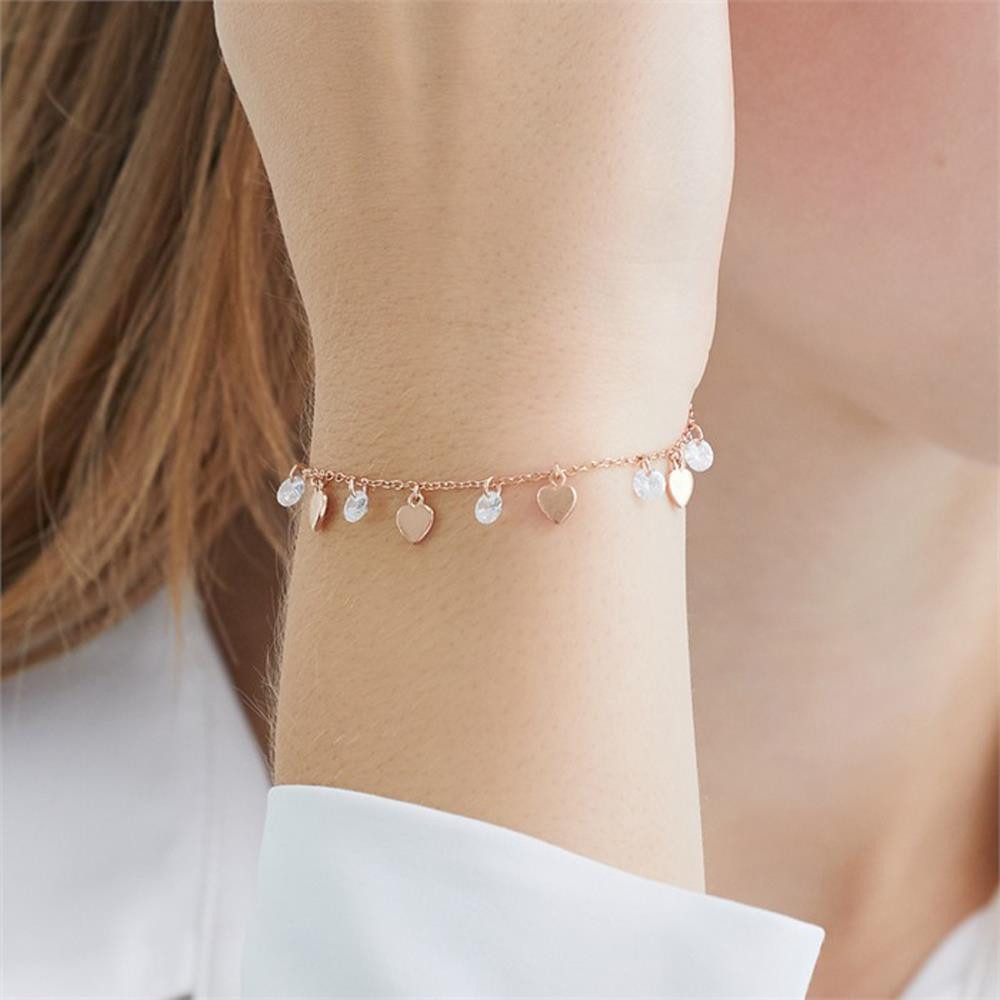 Unique Silberarmband mit Herzanhängern und Zirkonia in Roségold SB0380 günstig online kaufen
