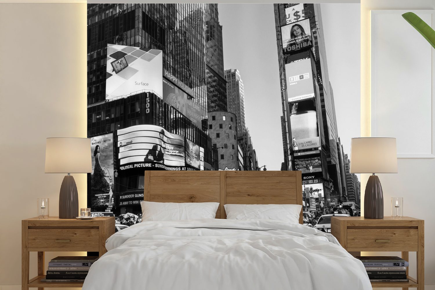 Fototapete Tapete schwarz Matt, (5 oder Taxis MuchoWow Wohnzimmer für St), bedruckt, Wandtapete - Schlafzimmer, am und Times weiß, Vinyl Square