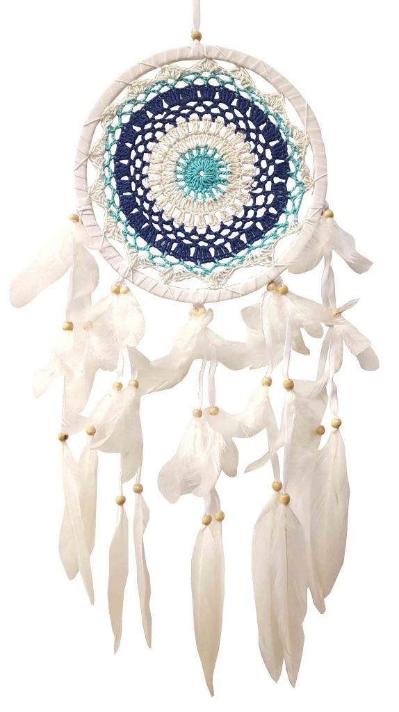 Traumfänger Traumfänger "Boy" Leder 22cm mit gewebtem Netz blau, 22x65cm