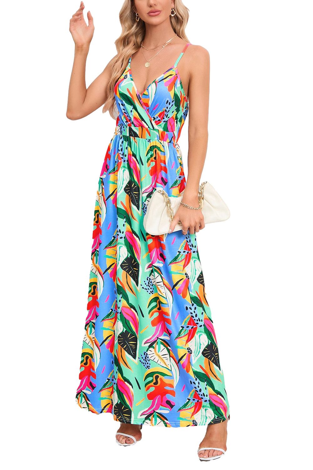 B.X Strandkleid Damen Sommer-Lässiges für tropisches Blumenmuster lange Kle günstig online kaufen