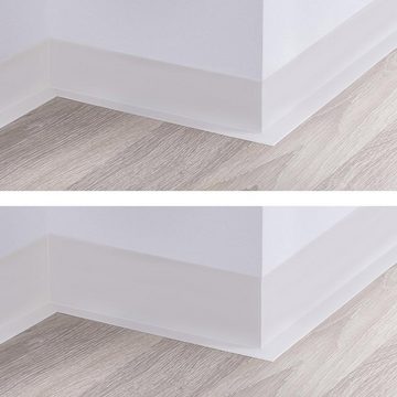 HOLZBRINK Sockelleiste PVC Weichsockelleiste selbstklebend 100x25mm Weiß, L: 500 cm, 5m Rolle, Knickleiste Abschlussleiste