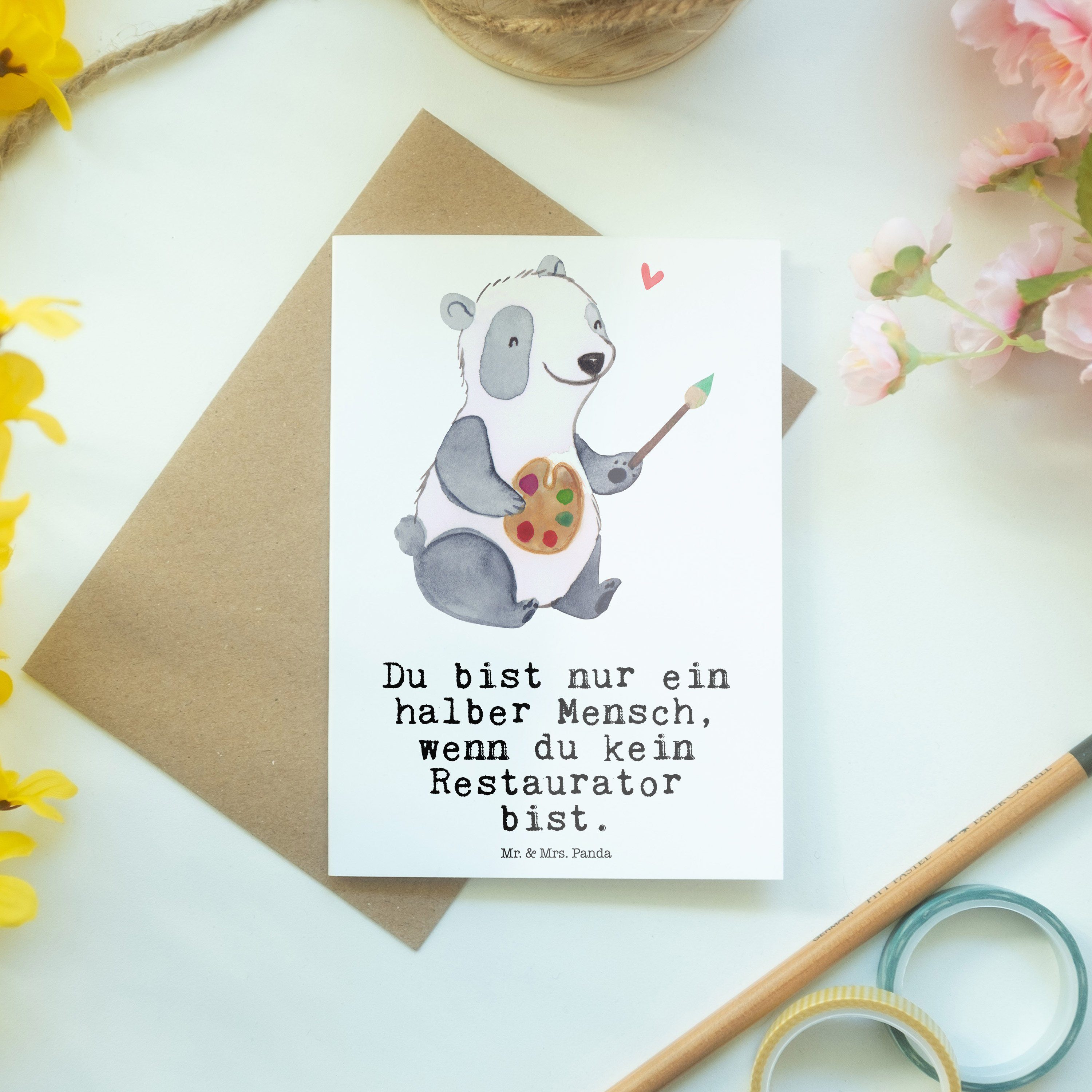 - Geschenk, Einladungskarte, Restaurator Weiß Herz Grußkarte & Gebur Panda mit - Mrs. Danke, Mr.