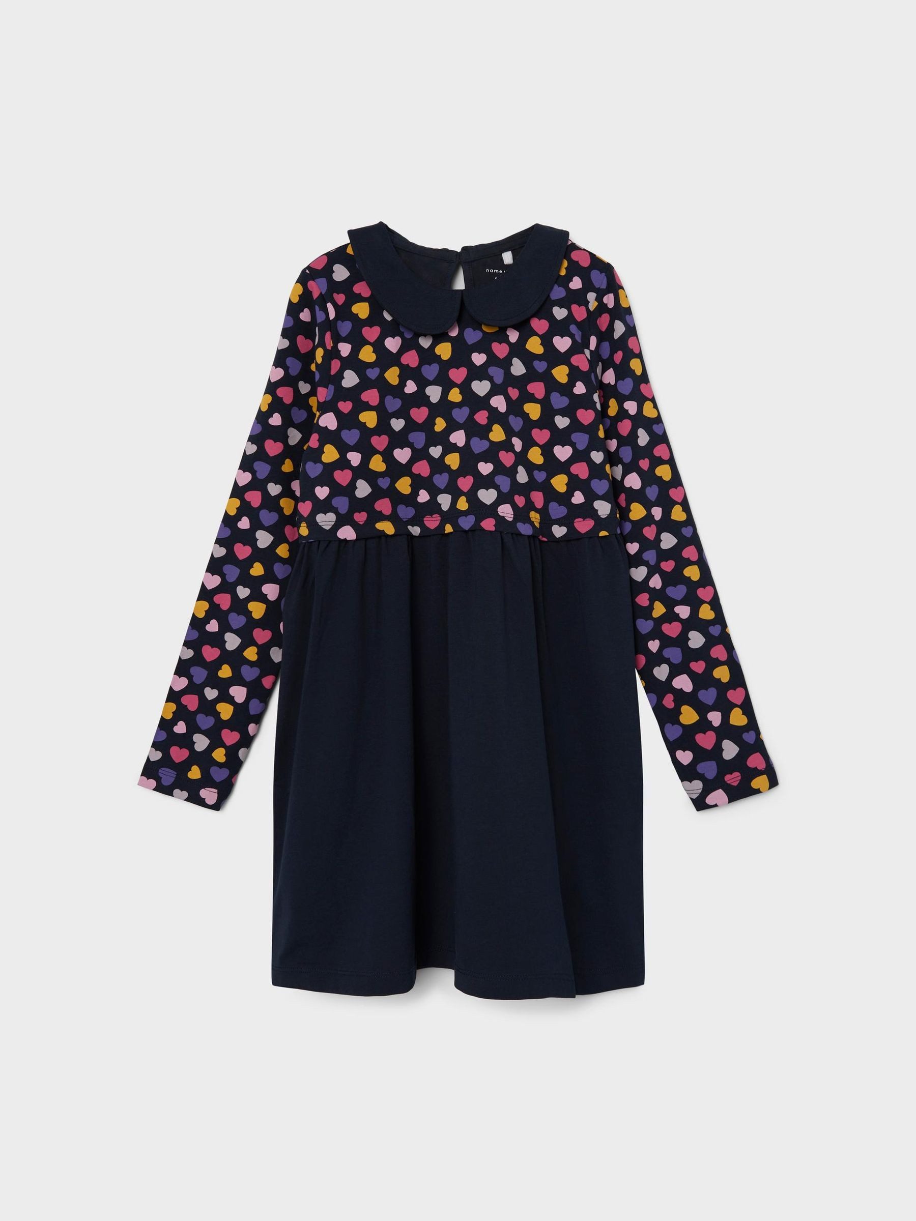 Name It Spitzenkleid Print für Freizeit Langarm Dress NKFODNIA für Mädchen (lang) Baumwolle Normal Fit Rundhals Langarm Gepunktet wärmend