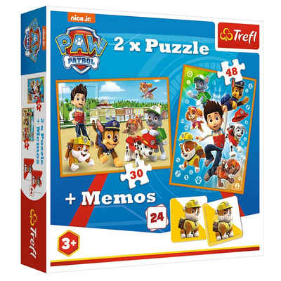PAW PATROL Puzzle Memo und Puzzle Box 30 & 48 Teile Paw Patrol Memo Spiel & Puzzle, 48 Puzzleteile