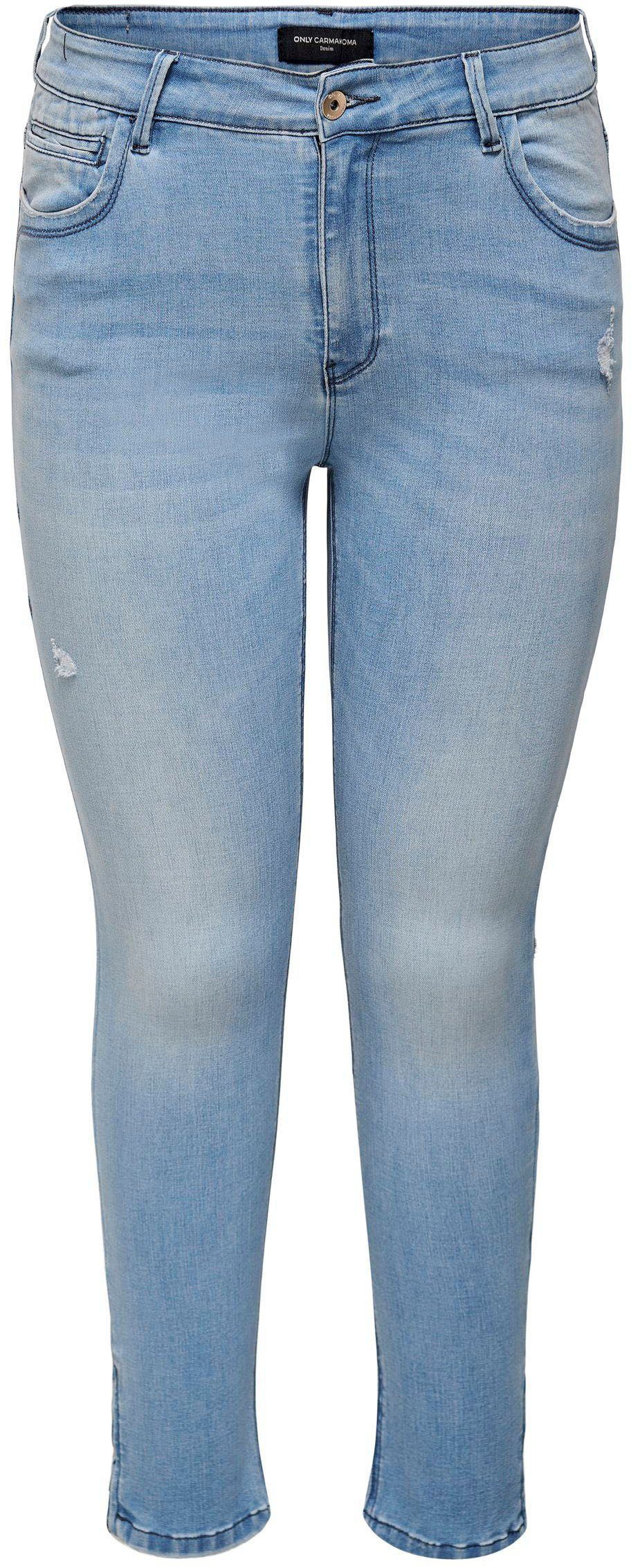 ONLY CARMAKOMA CARKARLA DNM NOOS Destroyed ANK Effekt SK Skinny-fit-Jeans BJ759 mit REG