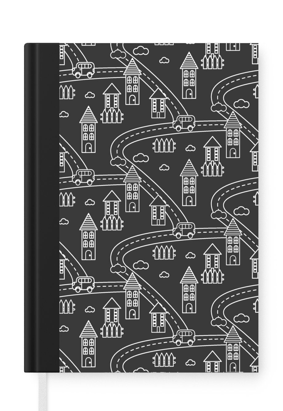 MuchoWow Notizbuch Muster - Haus - Auto, Notebook, Notizblock a5, Tagebuch, Journal Liniert