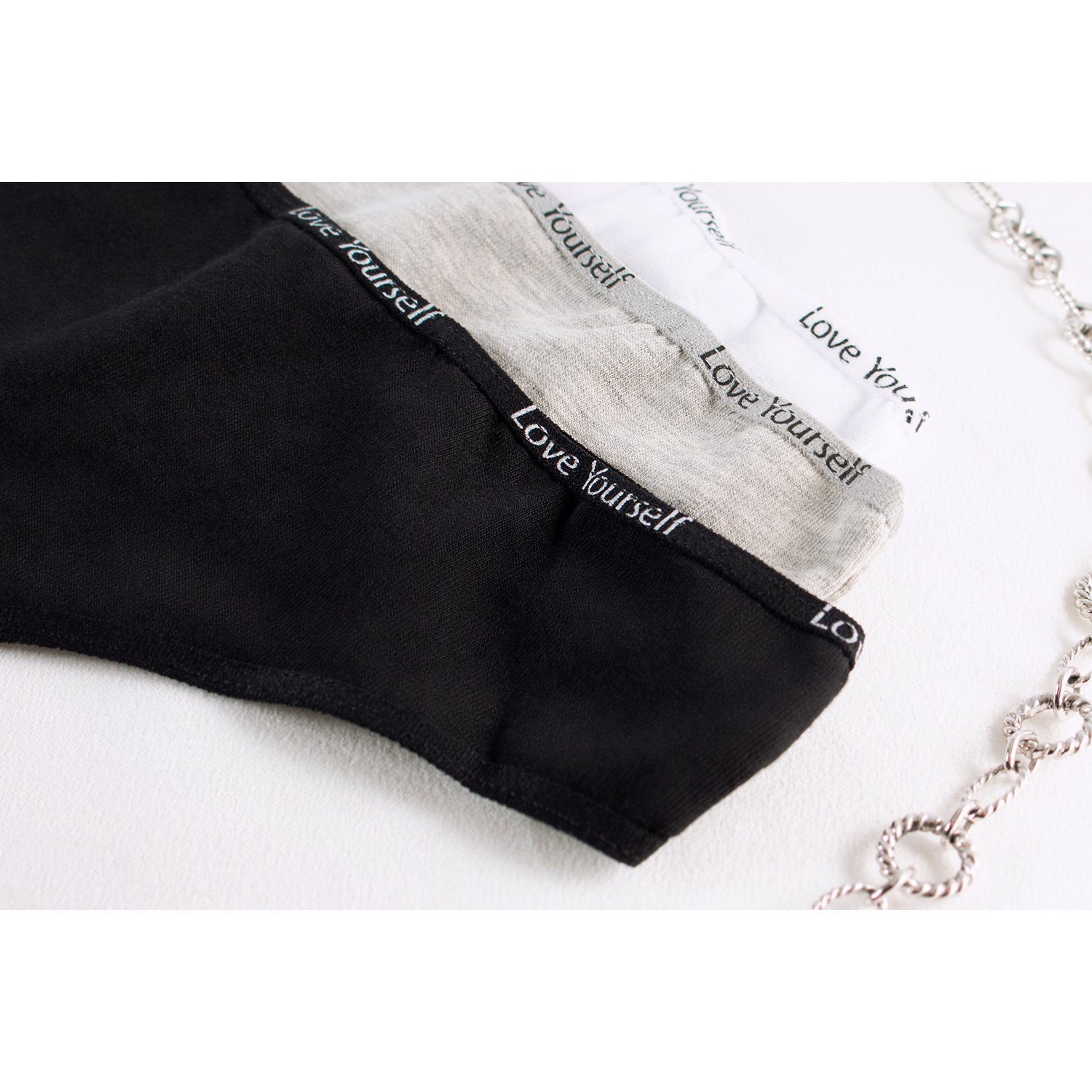 celodoro Tanga Damen Tanga (6er Pack) mit Ziergummi "Love Yourself"