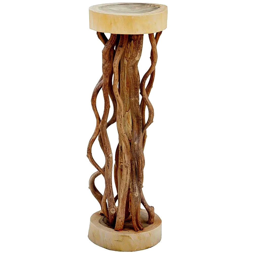 IMAGO Blumenhocker Blumenständer aus Holz, Pflanzenhocker Blumentisch 45, 70 oder 100 cm hoch, florale Optik