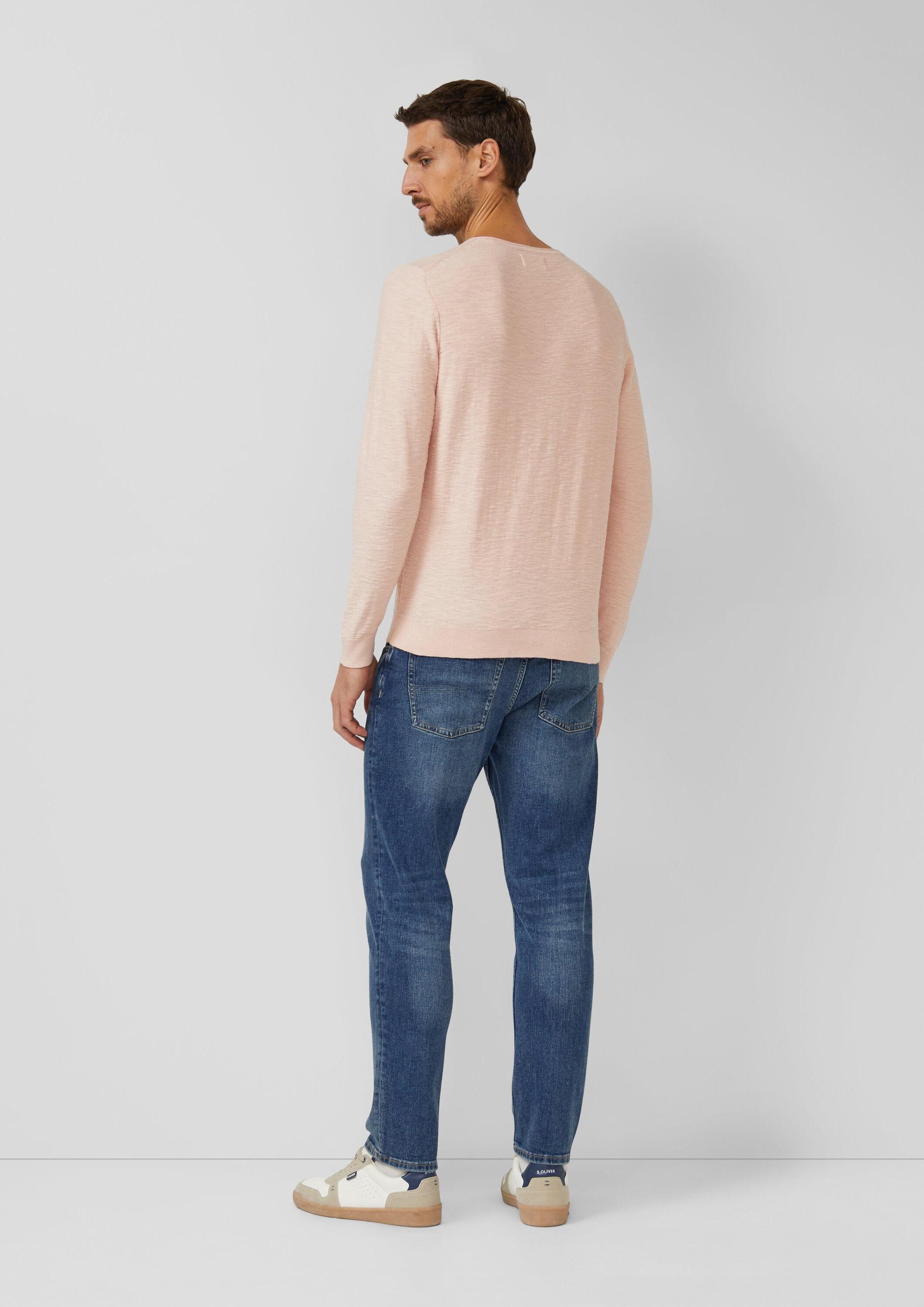 s.Oliver Longpullover Strickpullover Strickpullover mit Flammgarnstruktur und Rollkante